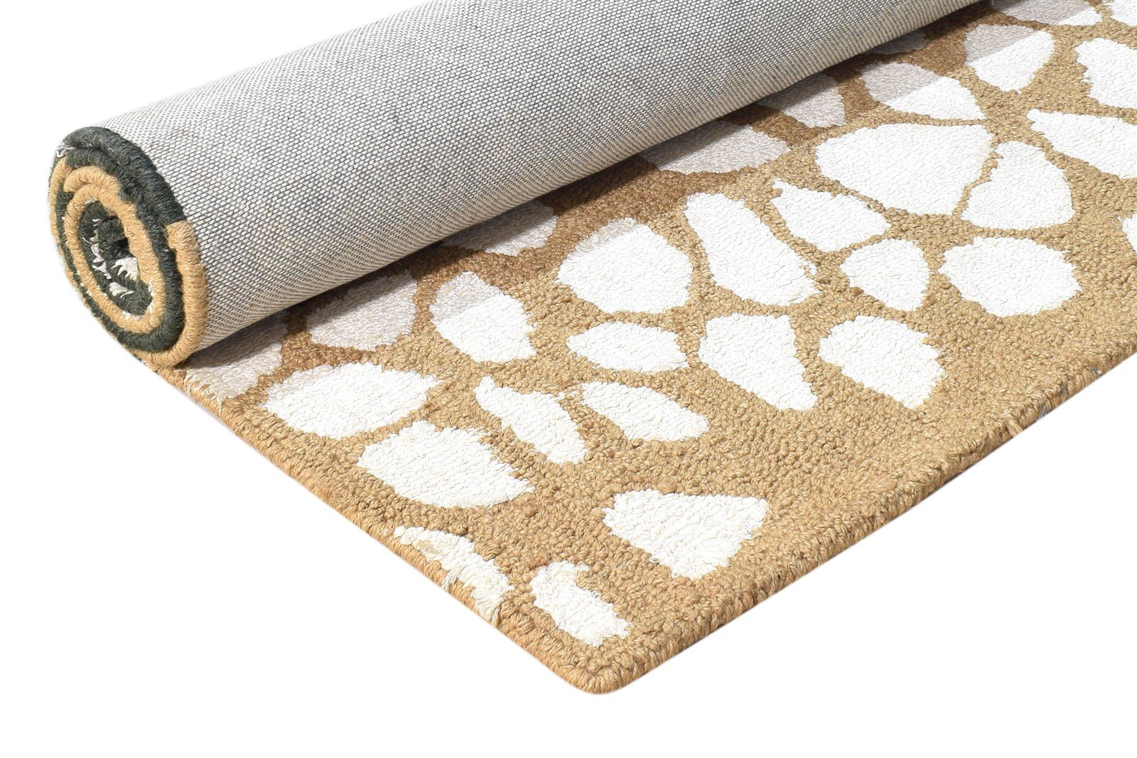 Off-White Wool Rug 5X6 Modern Hand Tufted Scandinavian Abstract Room Size Carpet Area Rug