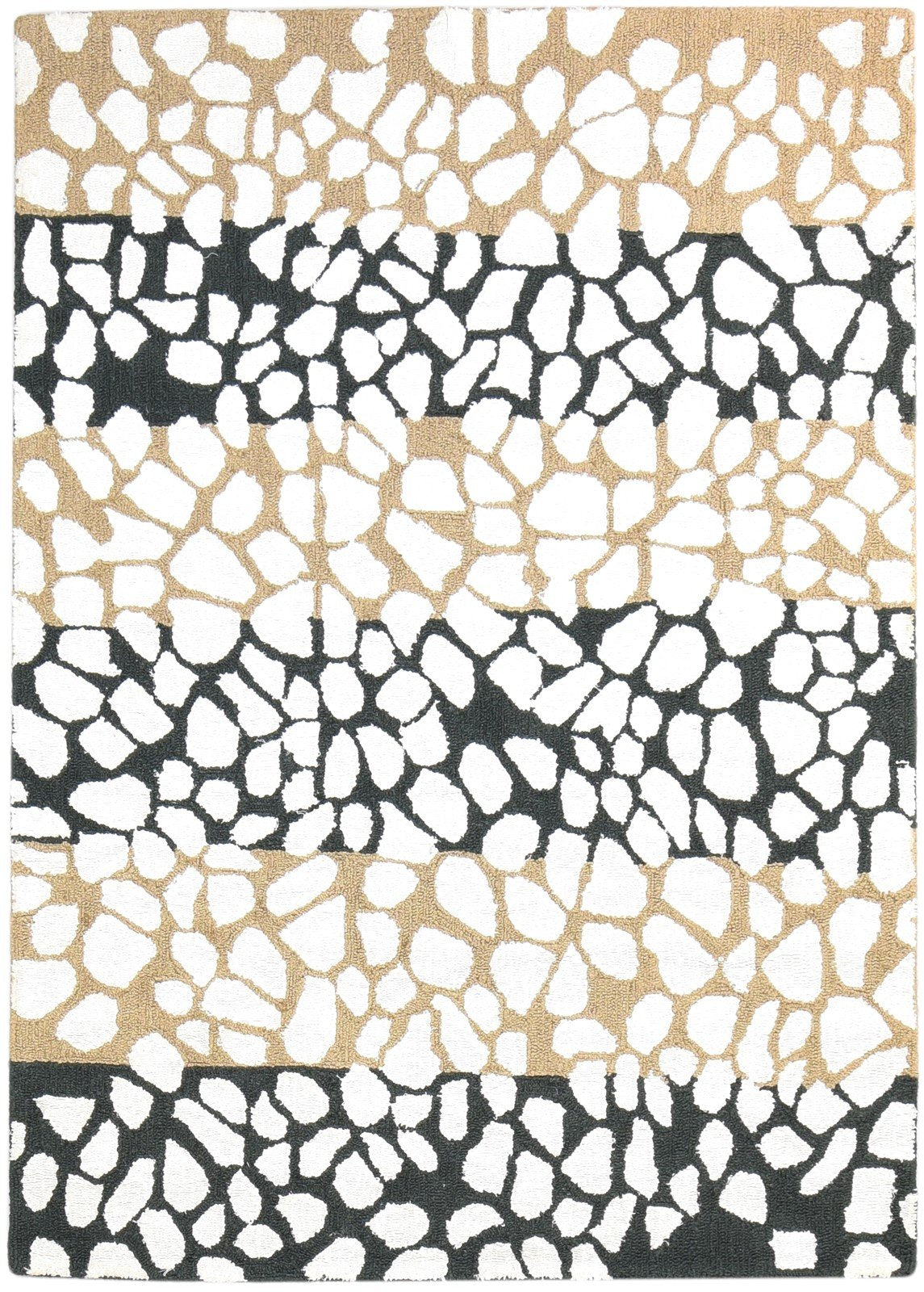 Off-White Wool Rug 5X6 Modern Hand Tufted Scandinavian Abstract Room Size Carpet Area Rug