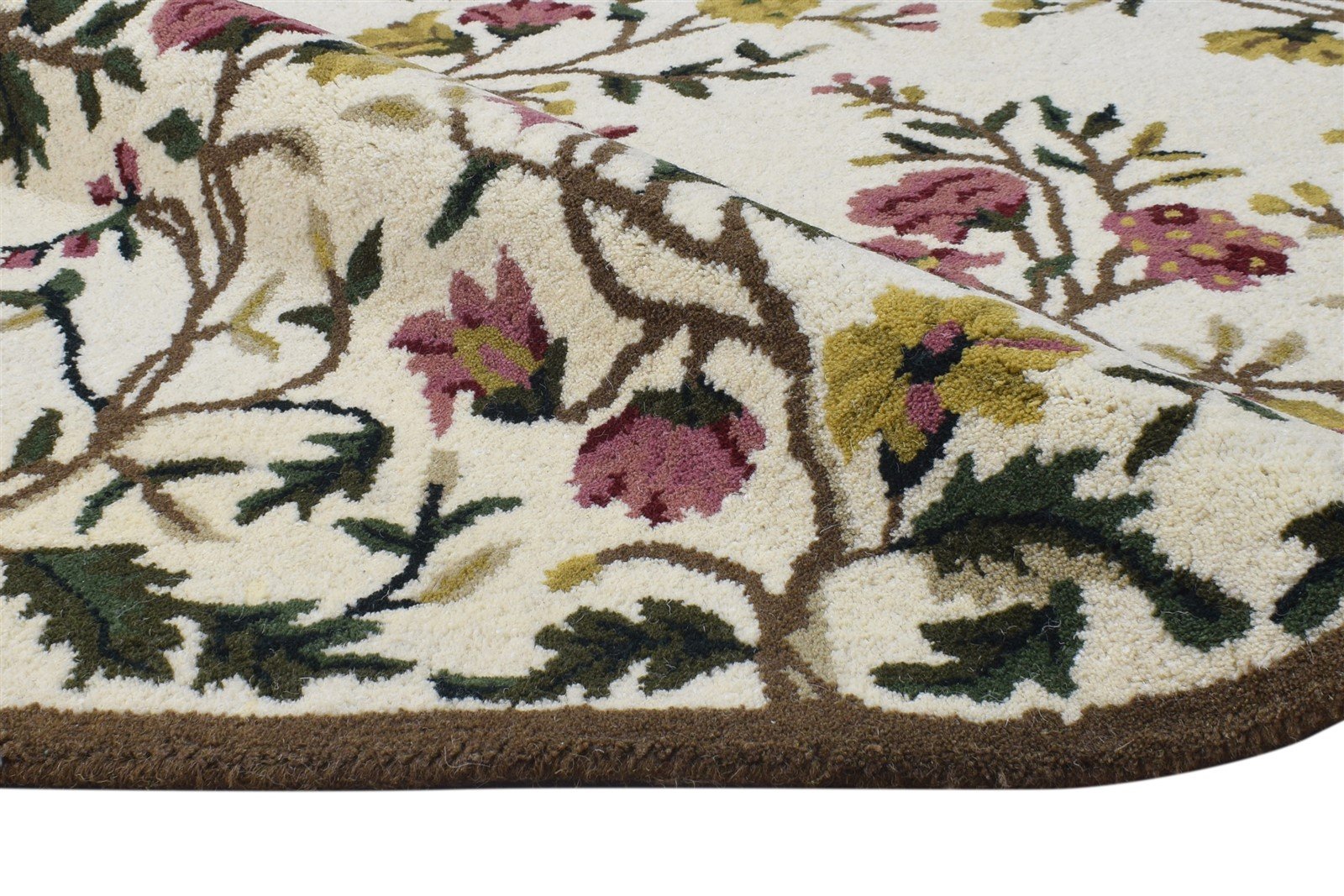 Cream Wool Rug 4' X 6' Modern Hand Tufted French Floral Room Size Carpet Area Rug