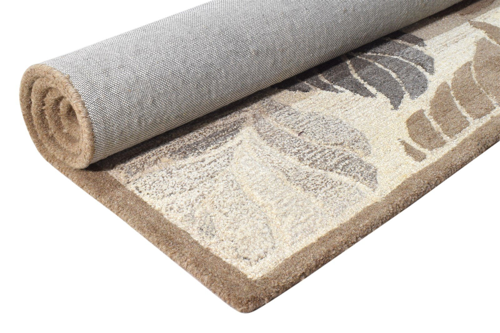 Hand Tufted Cream Wool Rug 4' X 5' Modern French Floral Room Size Carpet Area Rug