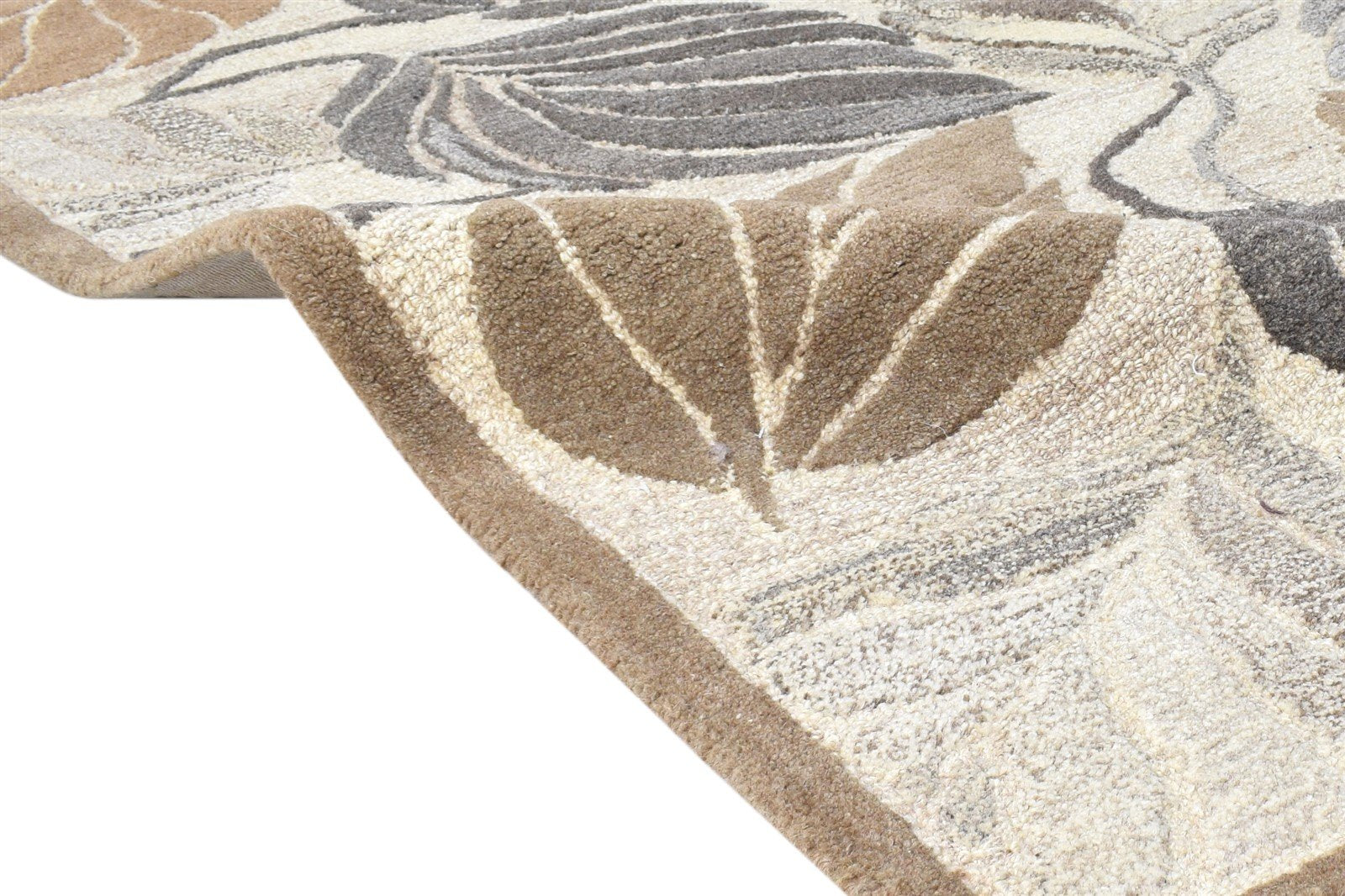 Hand Tufted Cream Wool Rug 4' X 5' Modern French Floral Room Size Carpet Area Rug