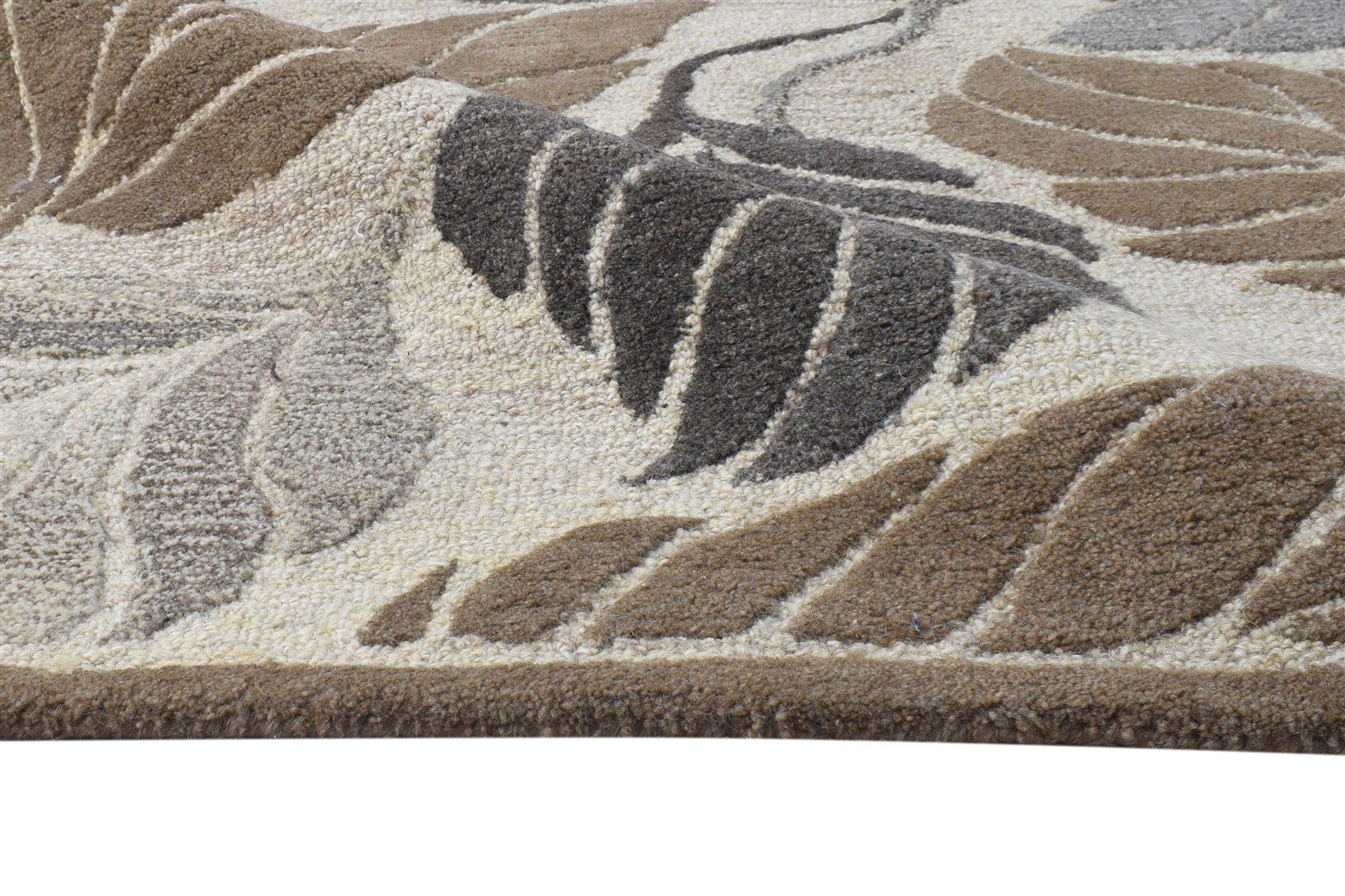Hand Tufted Cream Wool Rug 4' X 5' Modern French Floral Room Size Carpet Area Rug