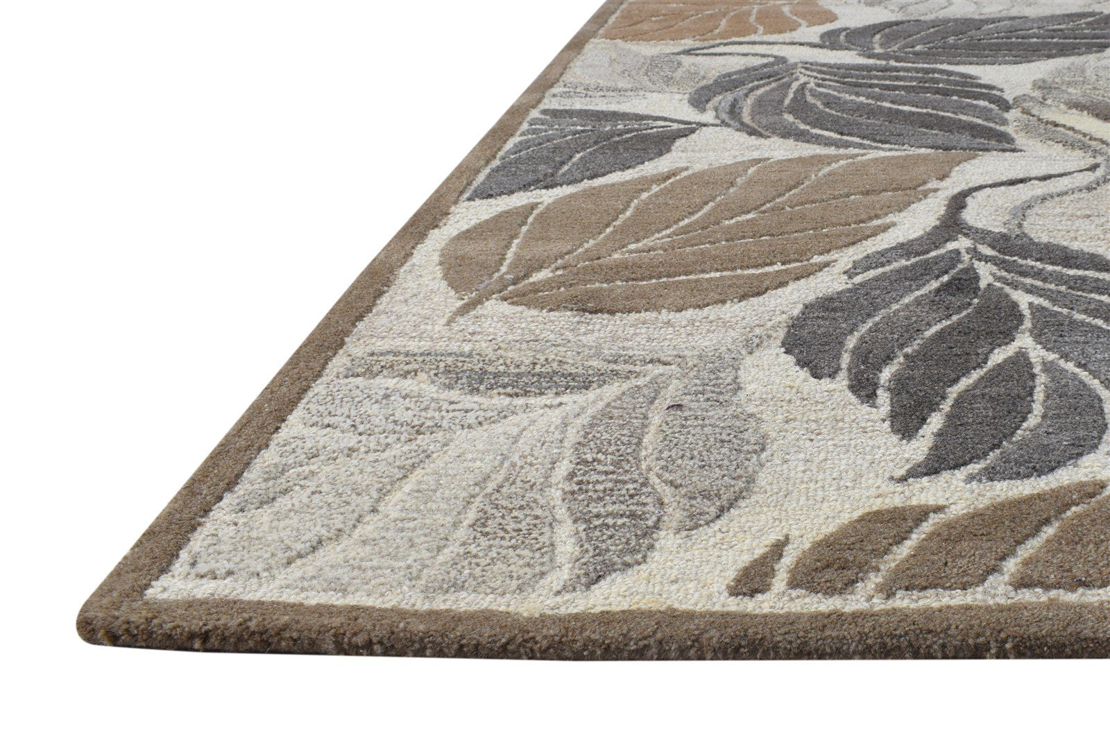 Hand Tufted Cream Wool Rug 4' X 5' Modern French Floral Room Size Carpet Area Rug