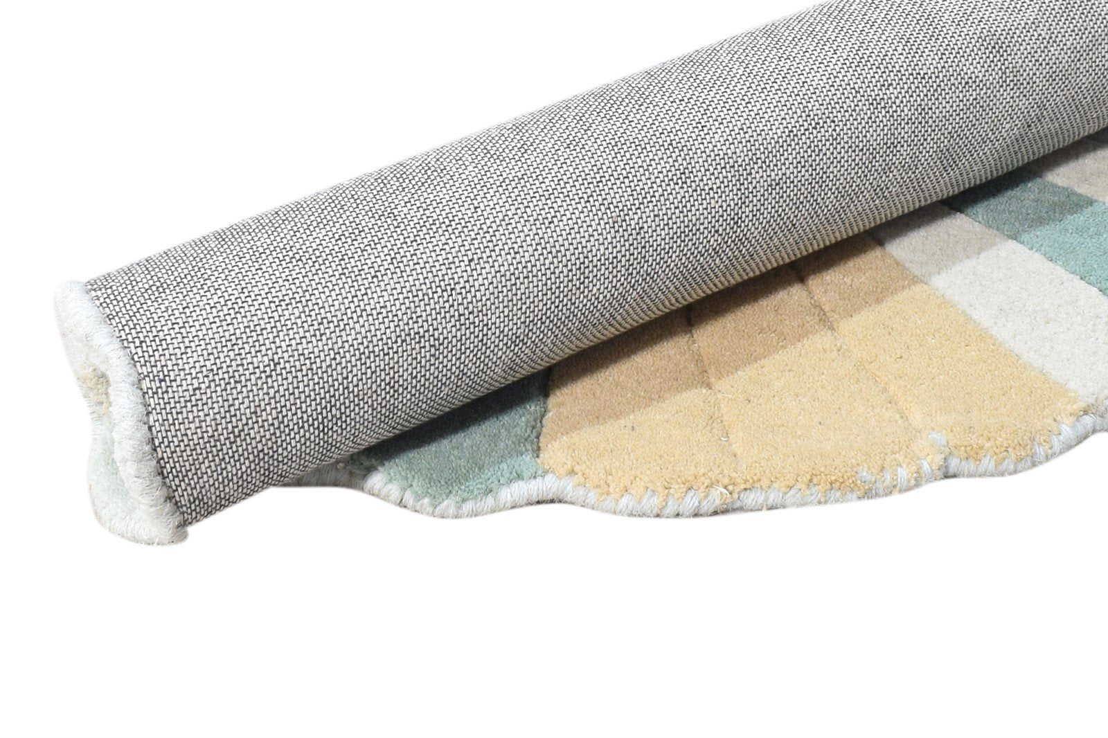 Hand Tufted Blue Wool Rug 3' X 3' Modern Scandinavian Abstract Room Size Round Area Rug