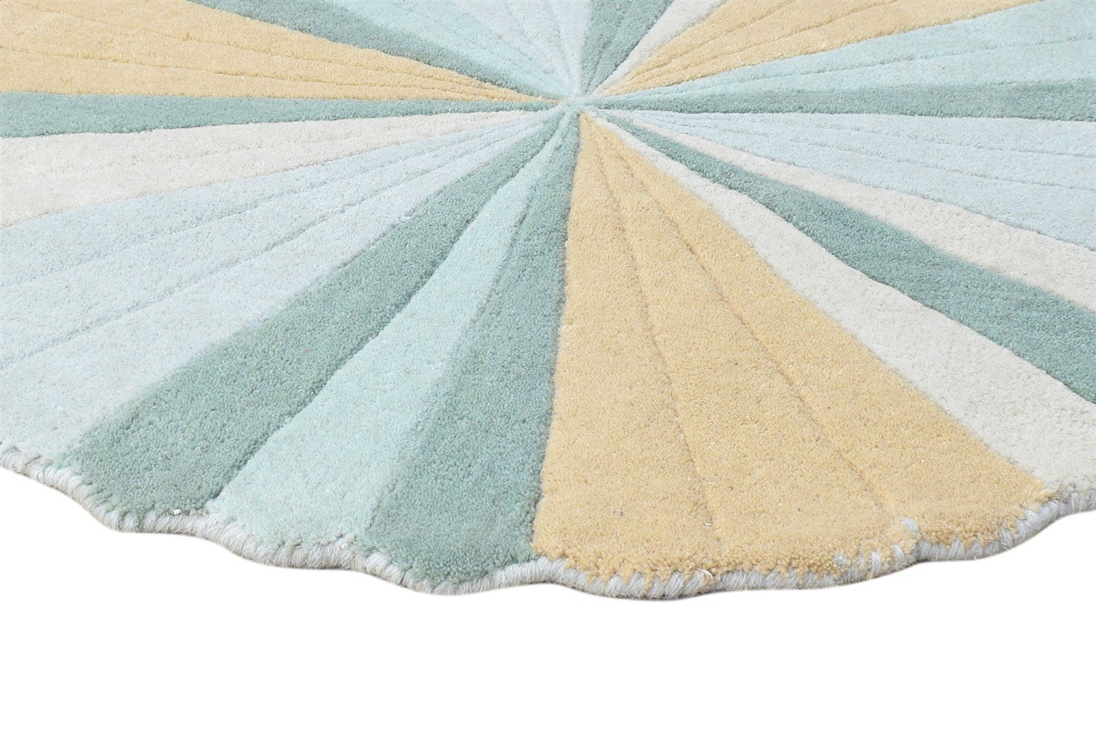 Hand Tufted Blue Wool Rug 3' X 3' Modern Scandinavian Abstract Room Size Round Area Rug