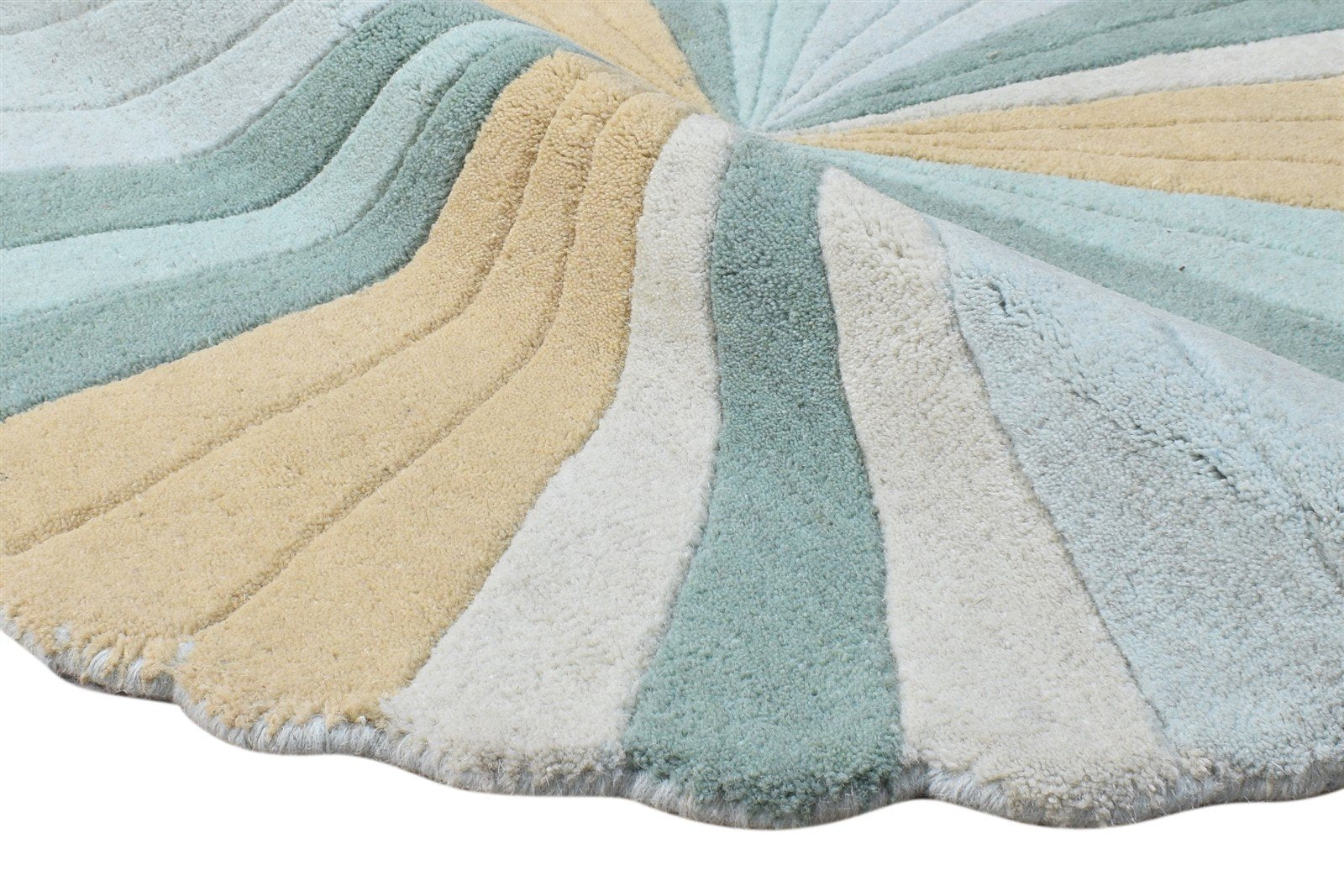 Hand Tufted Blue Wool Rug 3' X 3' Modern Scandinavian Abstract Room Size Round Area Rug