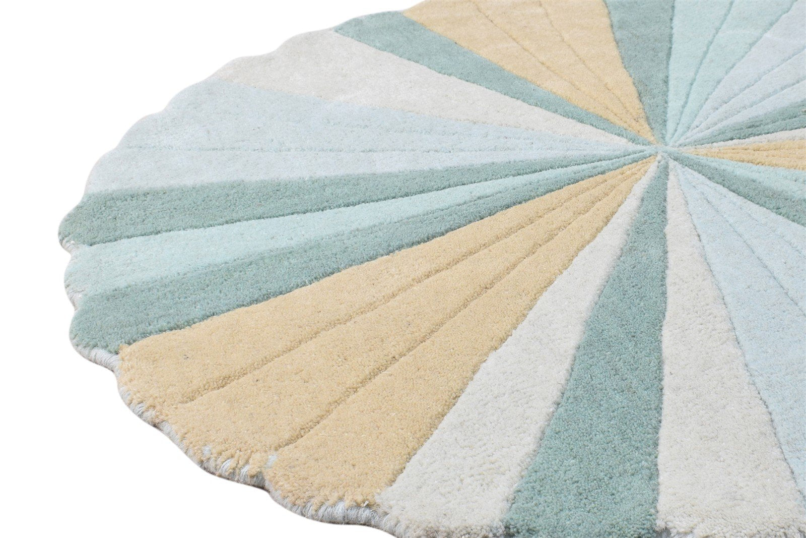 Hand Tufted Blue Wool Rug 3' X 3' Modern Scandinavian Abstract Room Size Round Area Rug