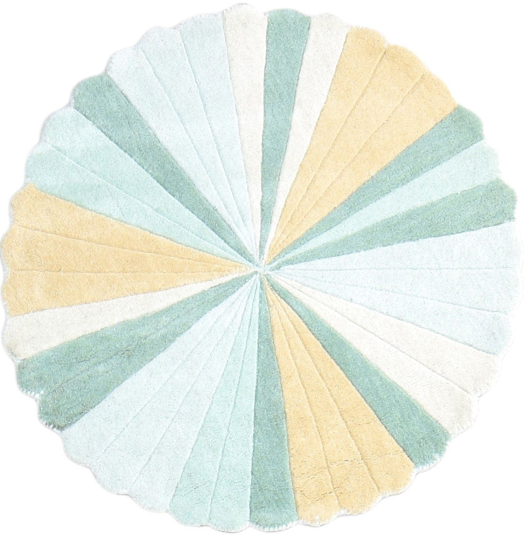 Hand Tufted Blue Wool Rug 3' X 3' Modern Scandinavian Abstract Room Size Round Area Rug