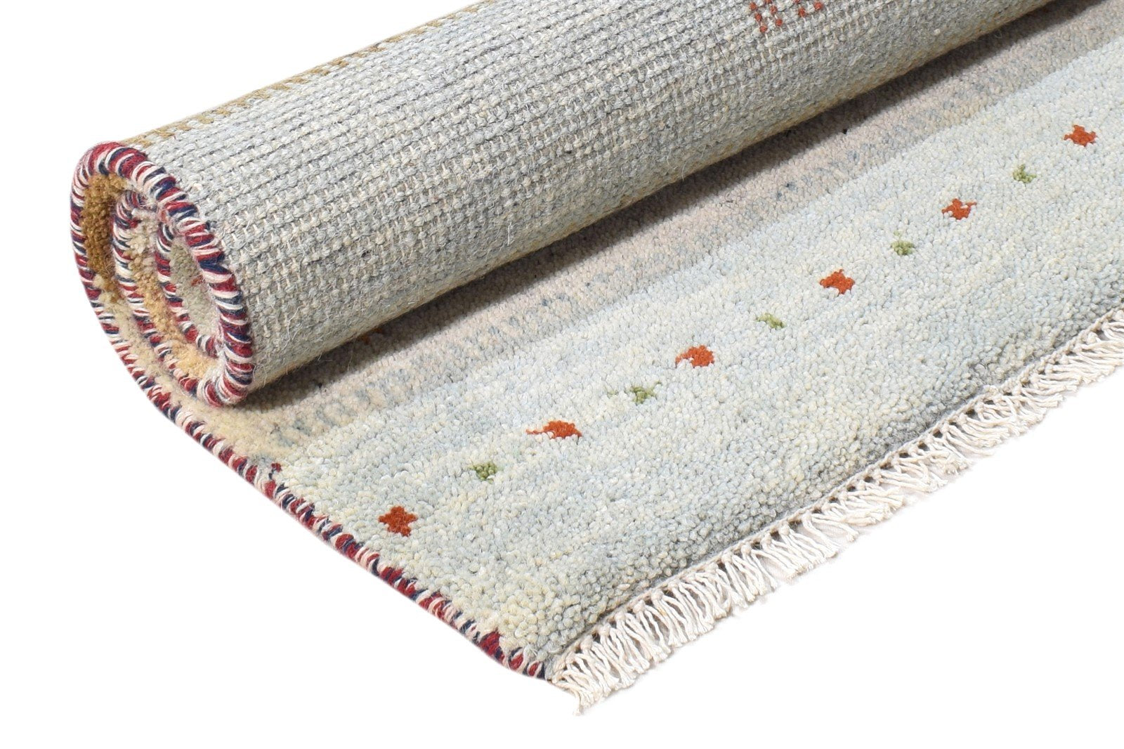 Hand Knotted Grey Wool Rug 2' X 3' Southwestern American Tribal Small Carpet Area Rug