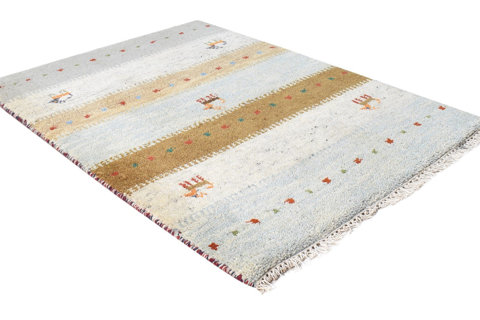 Hand Knotted Grey Wool Rug 2' X 3' Southwestern American Tribal Small Carpet Area Rug