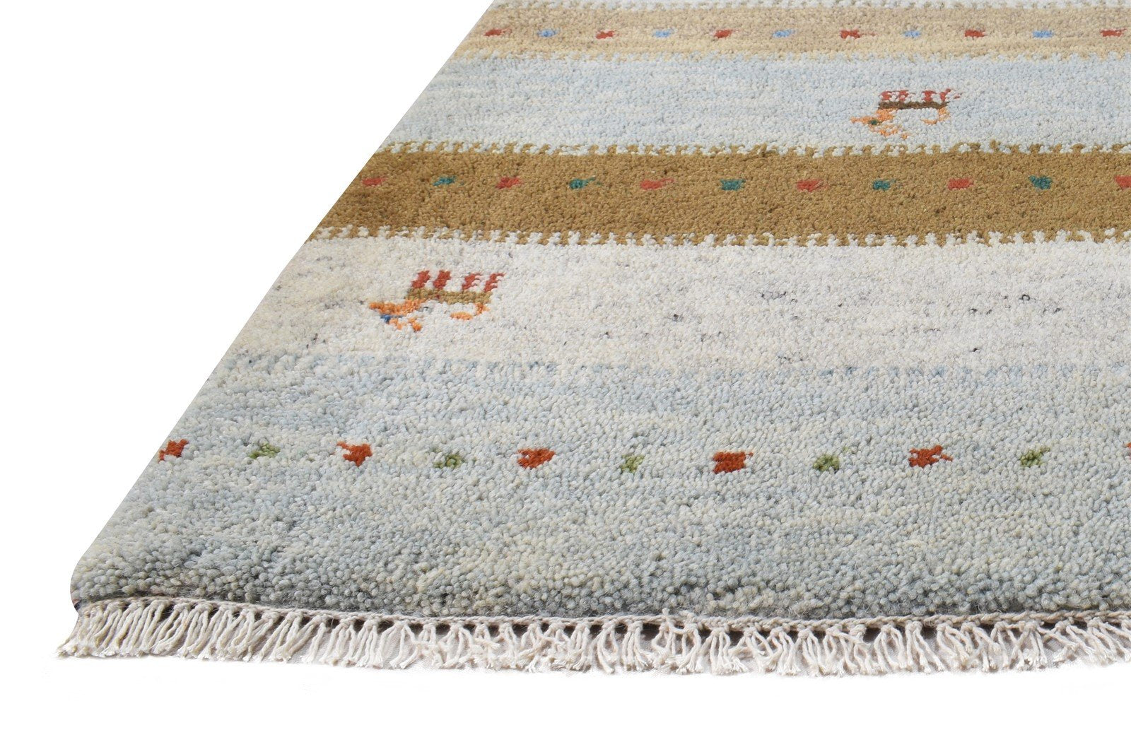 Hand Knotted Grey Wool Rug 2' X 3' Southwestern American Tribal Small Carpet Area Rug