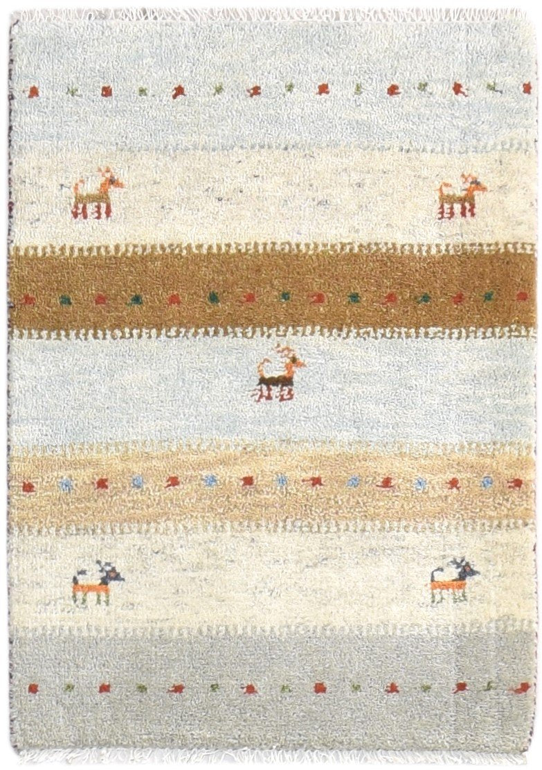 Hand Knotted Grey Wool Rug 2' X 3' Southwestern American Tribal Small Carpet Area Rug