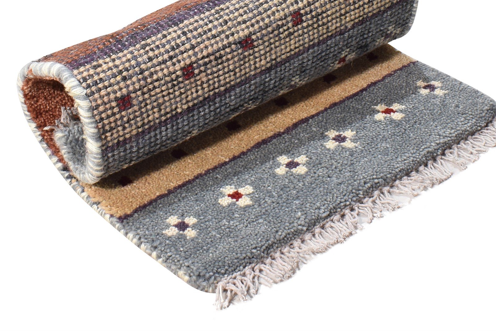 Wool Brown Rug 1' X 2' Southwestern Hand Knotted American Tribal Small Carpet Area Rug