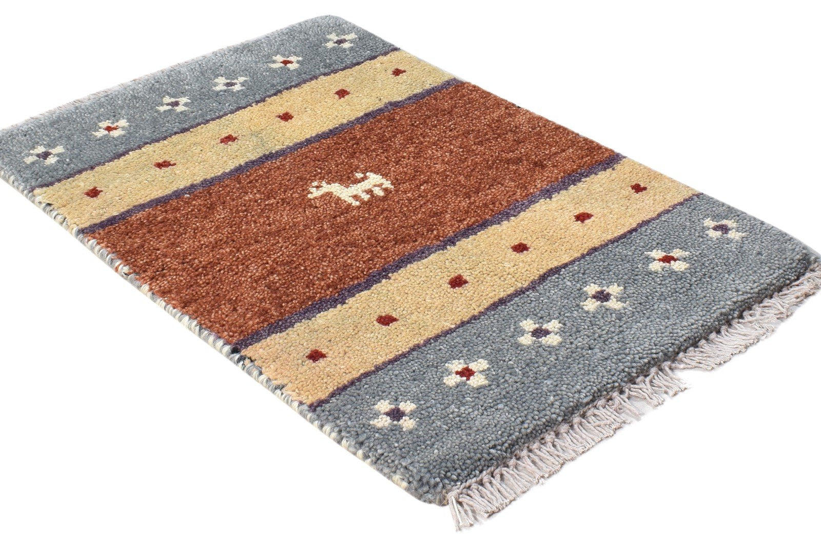 Wool Brown Rug 1' X 2' Southwestern Hand Knotted American Tribal Small Carpet Area Rug