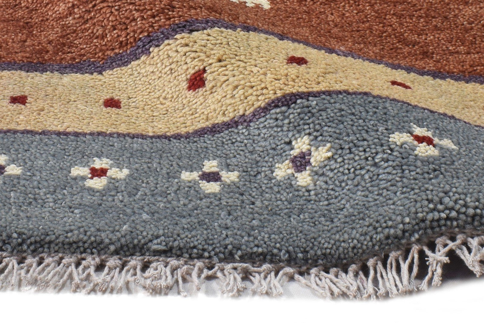 Wool Brown Rug 1' X 2' Southwestern Hand Knotted American Tribal Small Carpet Area Rug