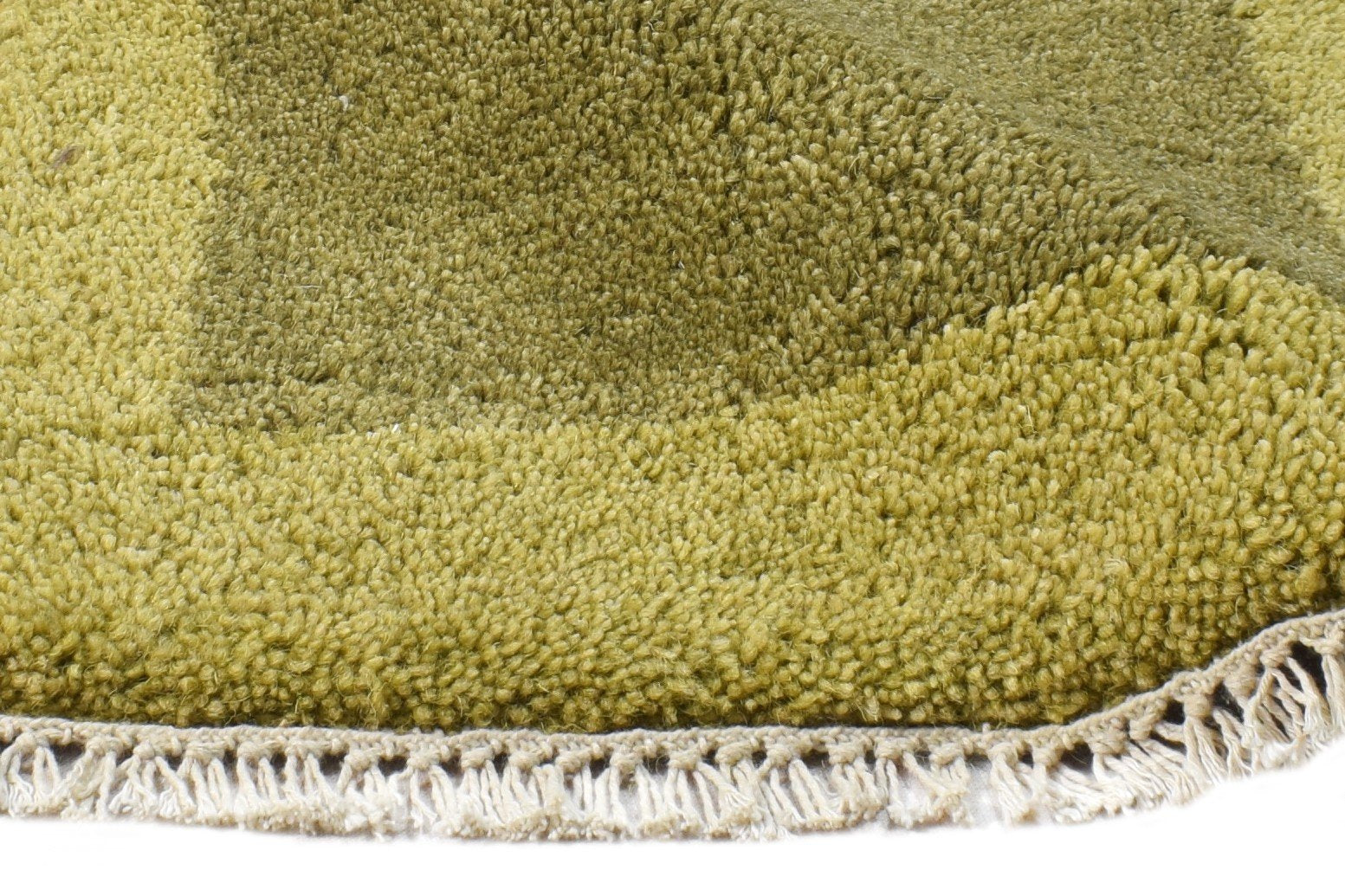 1' X 2' Rug Wool Green Modern Hand Knotted Scandinavian Bordered Small Carpet Area Rug
