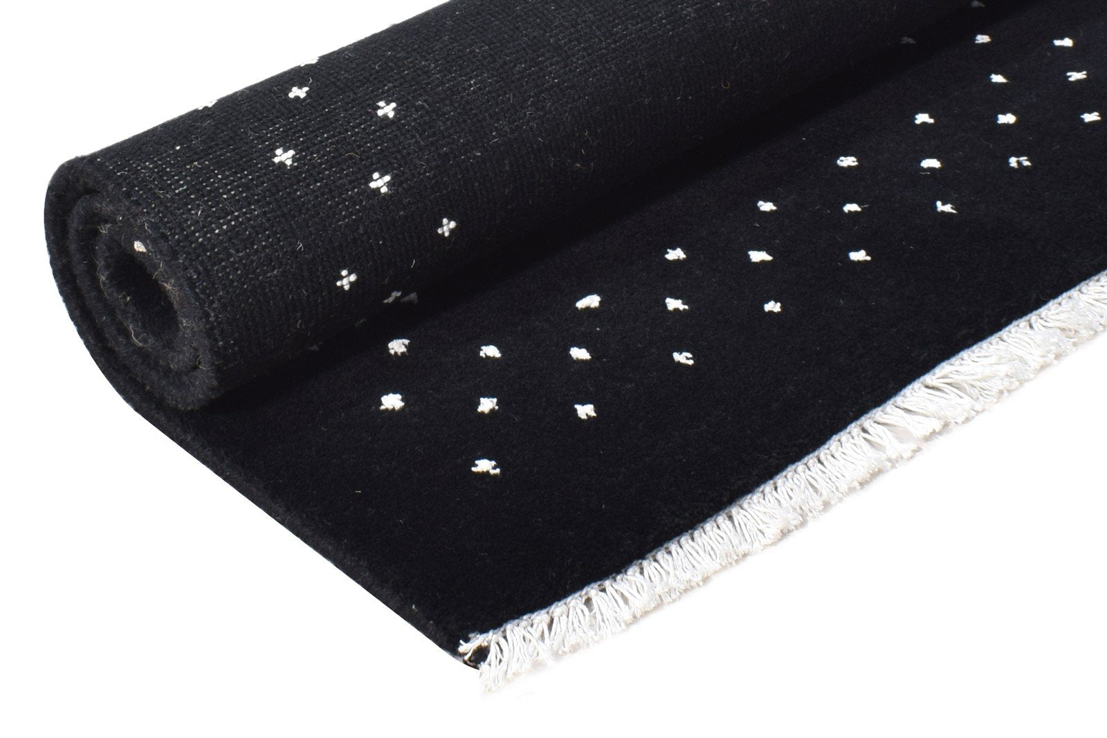 Wool Black Rug 2' X 3' Modern Hand Knotted Scandinavian Bordered Small Carpet Area Rug