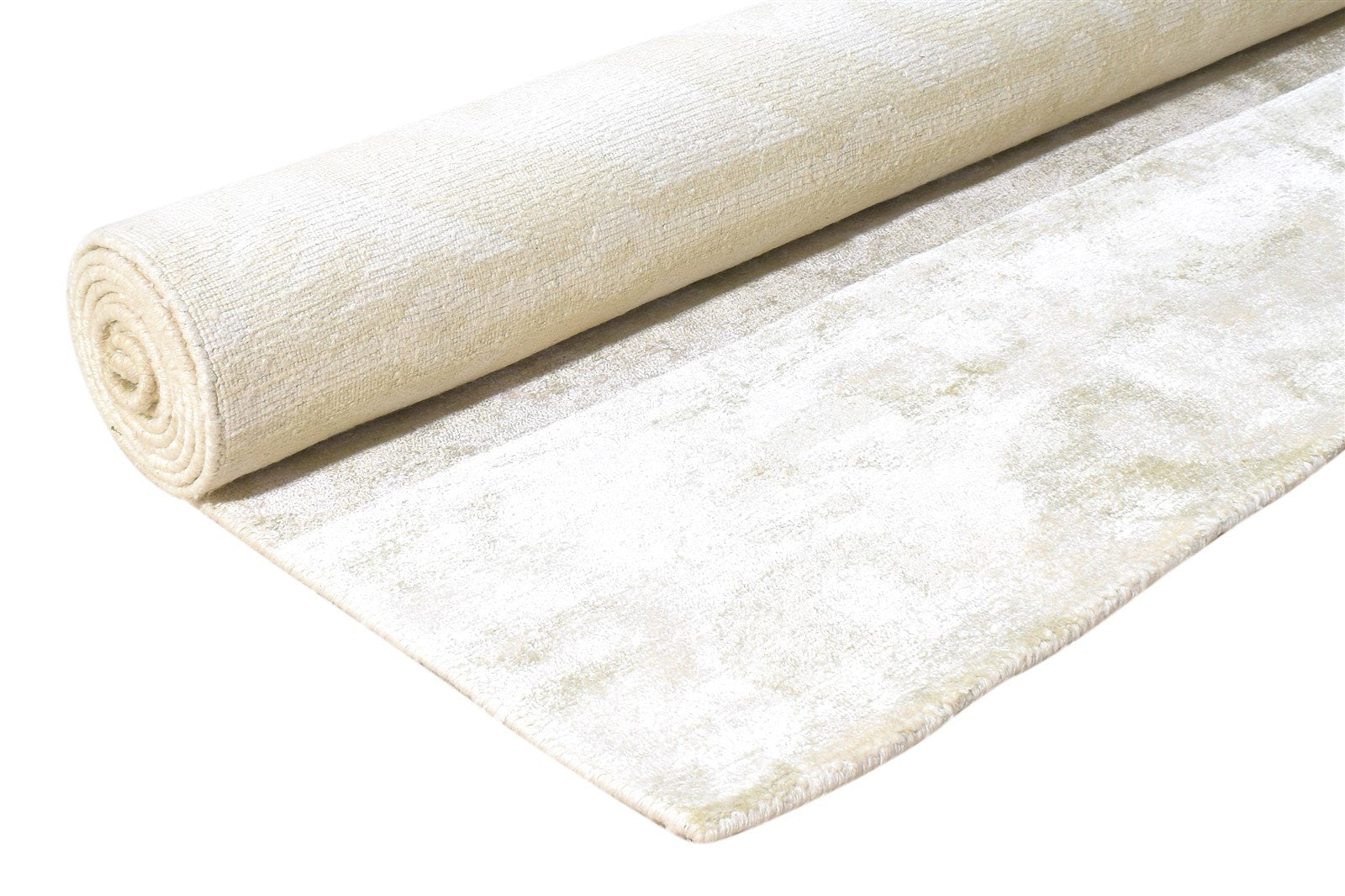 Cream Silk Rug 6' X 9' Modern Hand Knotted European Ikat Room Size Carpet Area Rug
