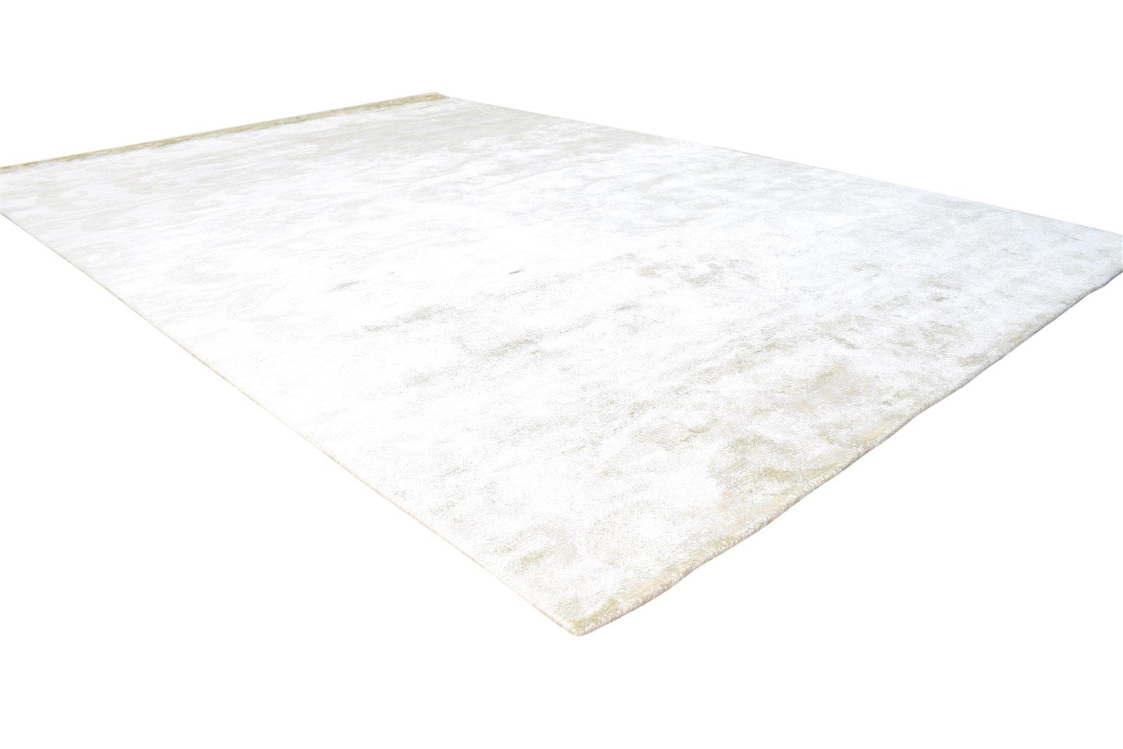 Cream Silk Rug 6' X 9' Modern Hand Knotted European Ikat Room Size Carpet Area Rug