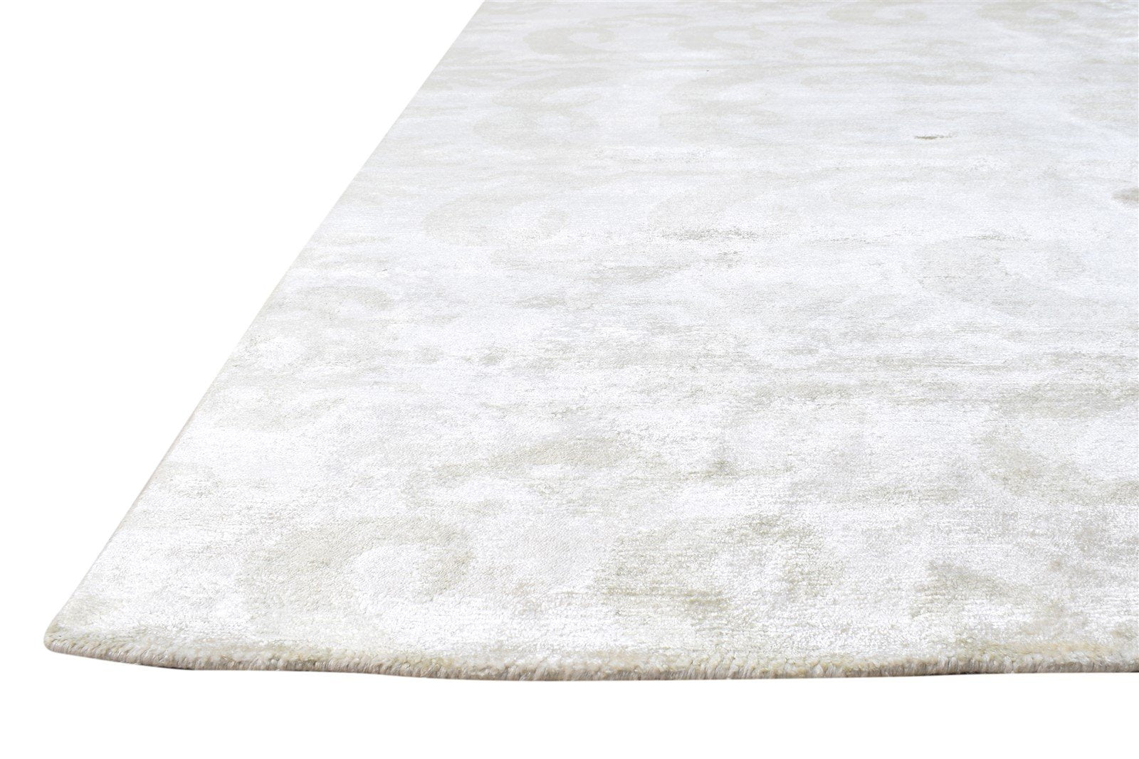 Cream Silk Rug 6' X 9' Modern Hand Knotted European Ikat Room Size Carpet Area Rug