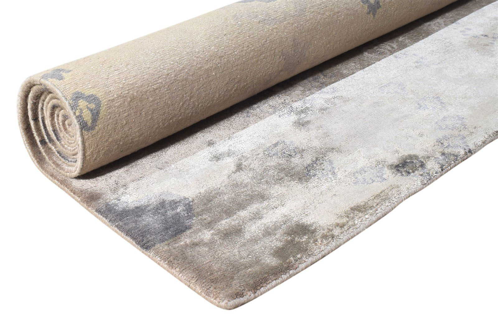 Grey Silk Rug 6' X 8' Modern Hand Knotted American Abstract Room Size Carpet Area Rug
