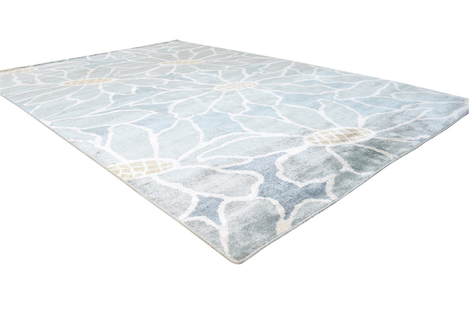 Silk Grey Rug 6' X 9' Modern Hand Knotted French Floral Room Size Carpet Area Rug