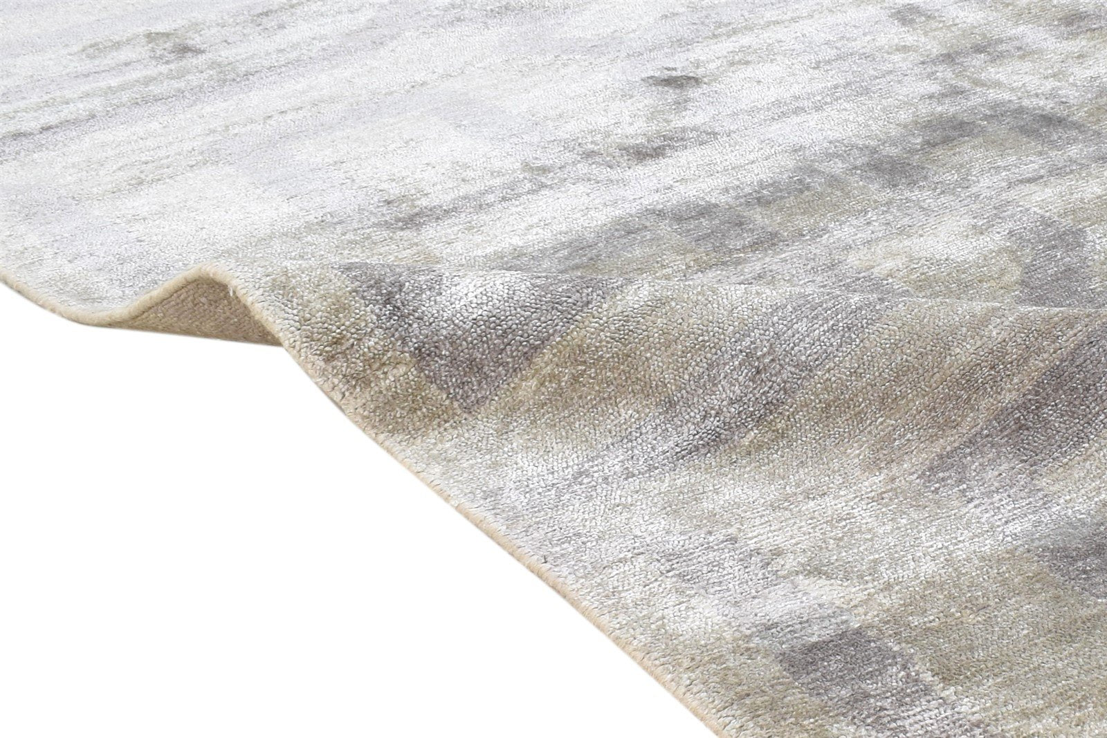 6X9 Rug Silk Beige Modern Hand Knotted Scandinavian Geometric Room Size Carpet Area Rug
