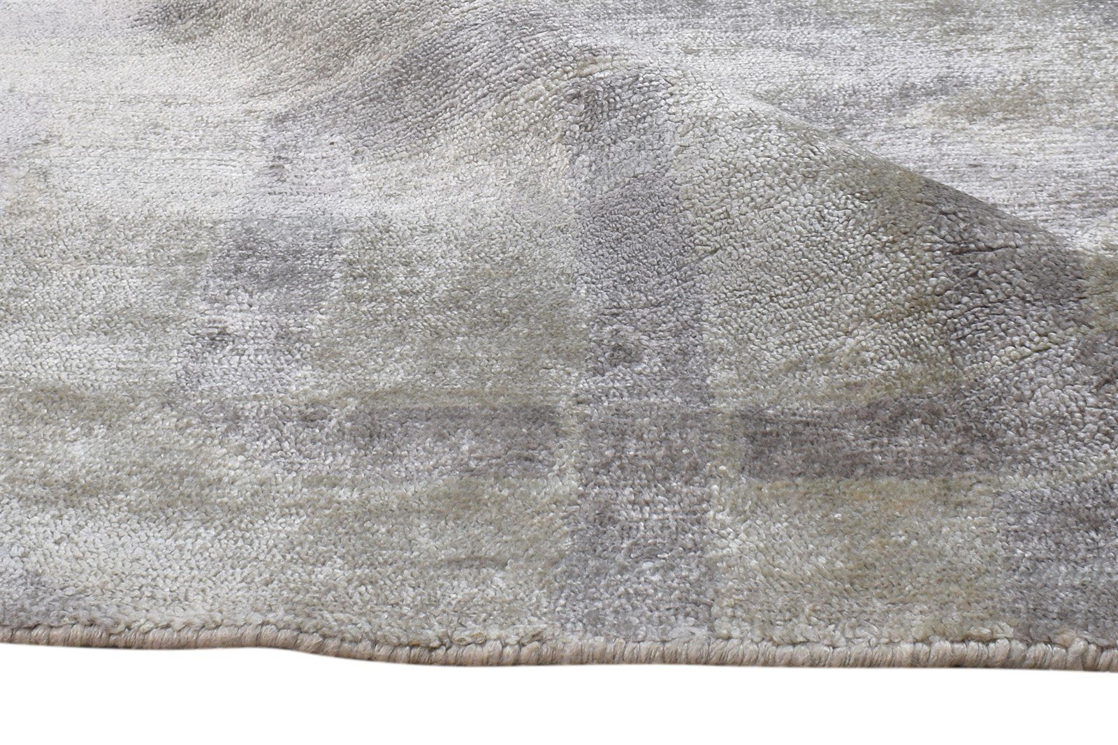 6X9 Rug Silk Beige Modern Hand Knotted Scandinavian Geometric Room Size Carpet Area Rug