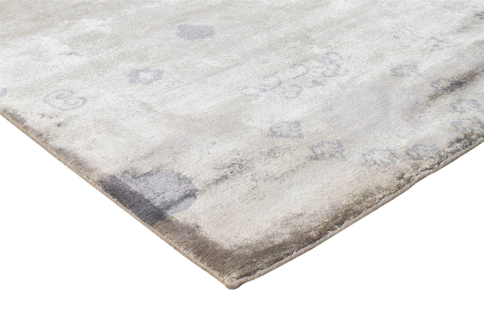 Hand Knotted Grey Silk Rug 6' X 8' Modern American Abstract Room Size Carpet Area Rug