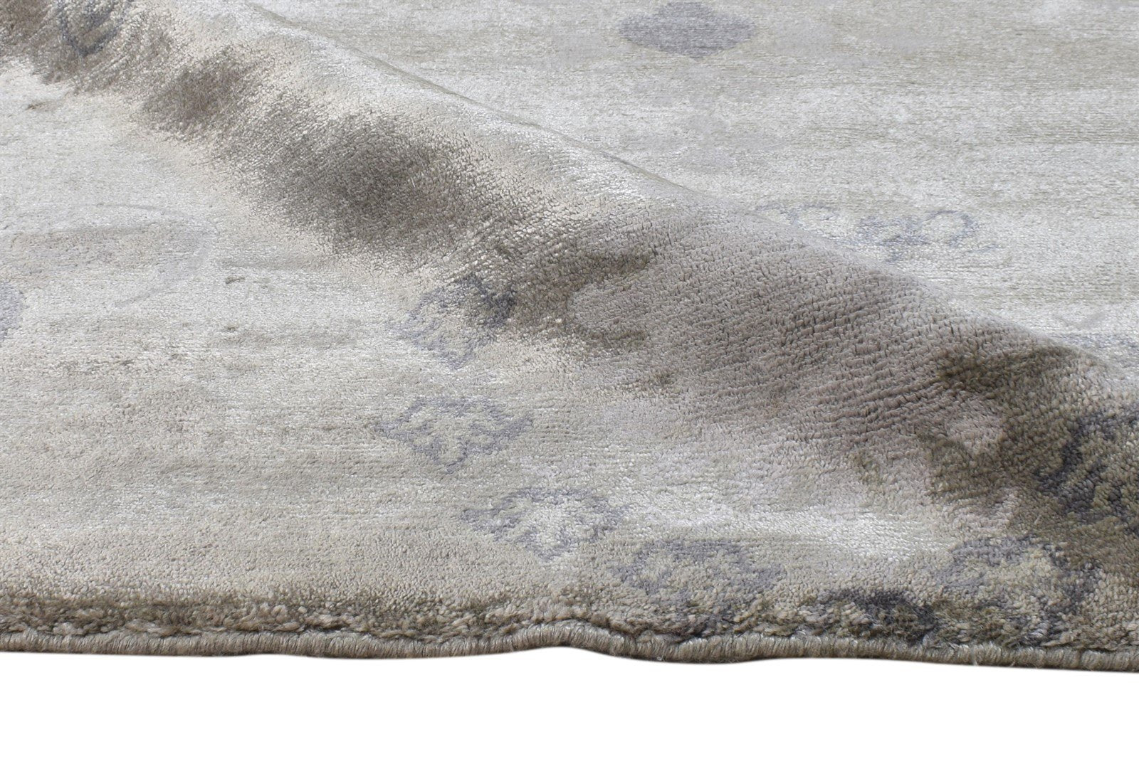 Hand Knotted Grey Silk Rug 6' X 8' Modern American Abstract Room Size Carpet Area Rug