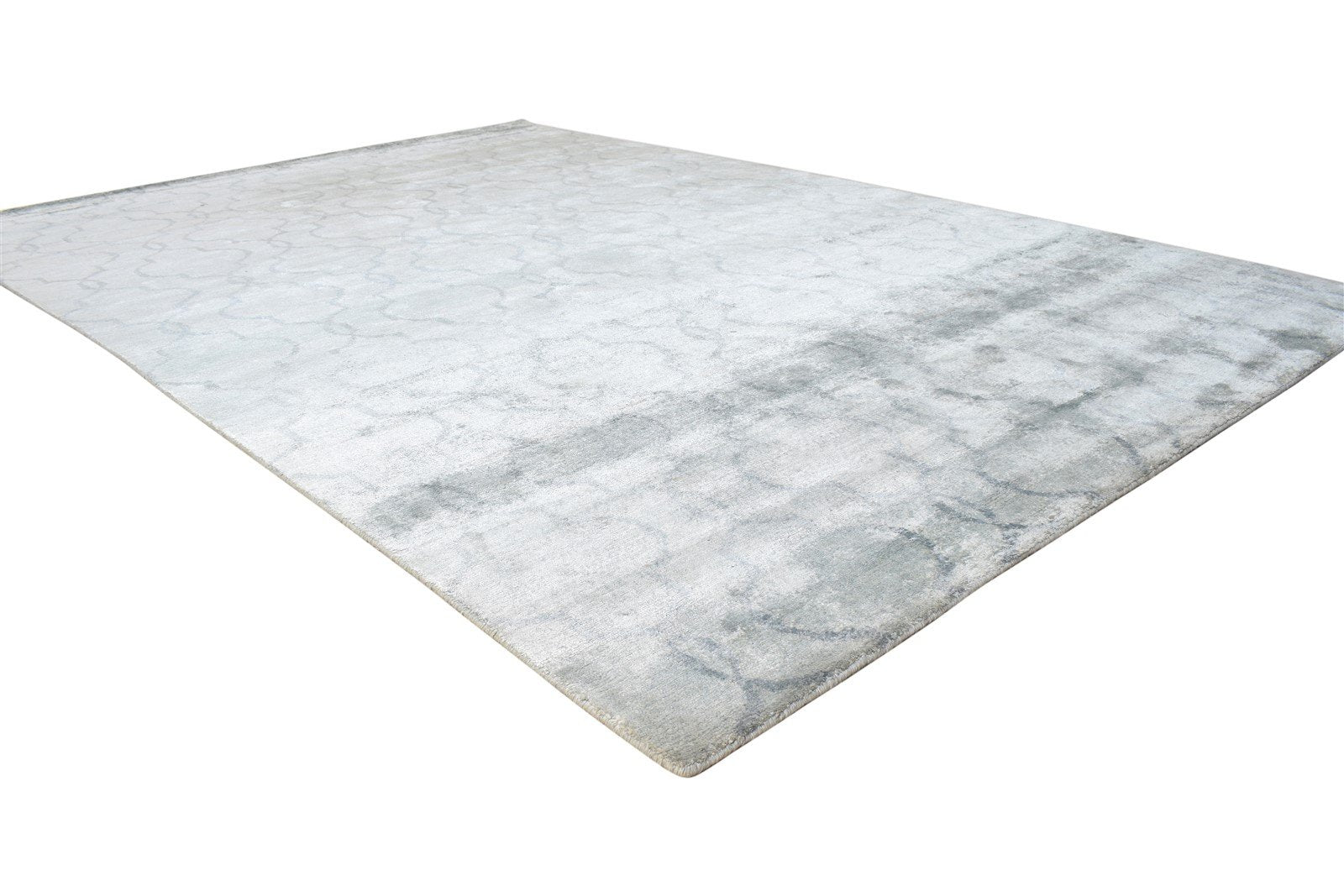 Grey Silk Rug 6' X 9' Modern Hand Knotted Moroccan Trellis Room Size Carpet Area Rug
