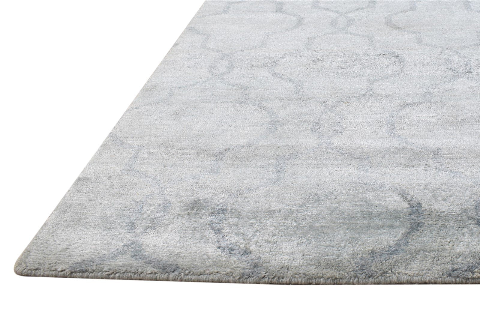 Grey Silk Rug 6' X 9' Modern Hand Knotted Moroccan Trellis Room Size Carpet Area Rug