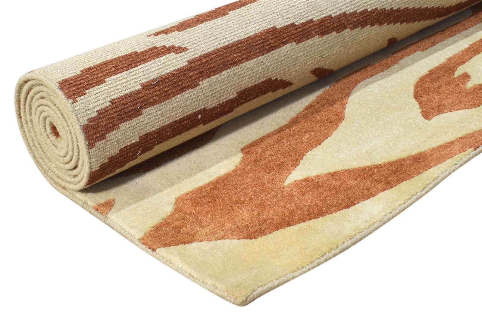 Beige Wool Rug 6' X 9' Modern Hand Knotted American Abstract Room Size Carpet Area Rug