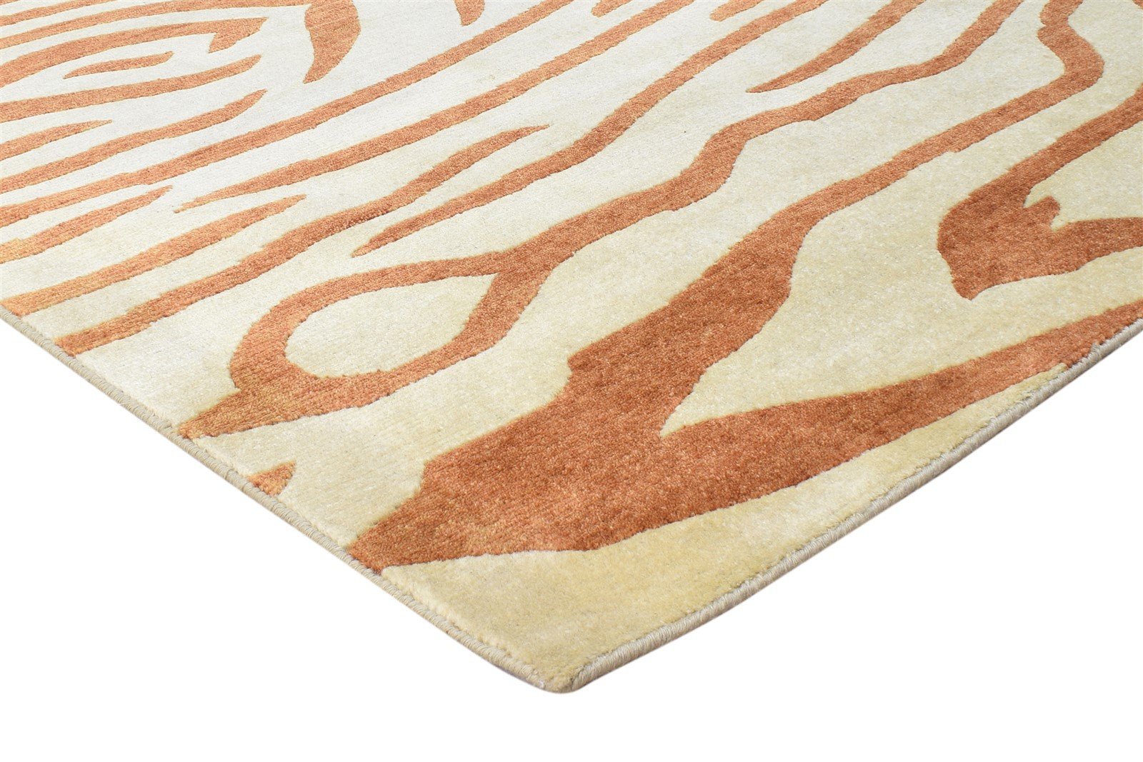 Beige Wool Rug 6' X 9' Modern Hand Knotted American Abstract Room Size Carpet Area Rug
