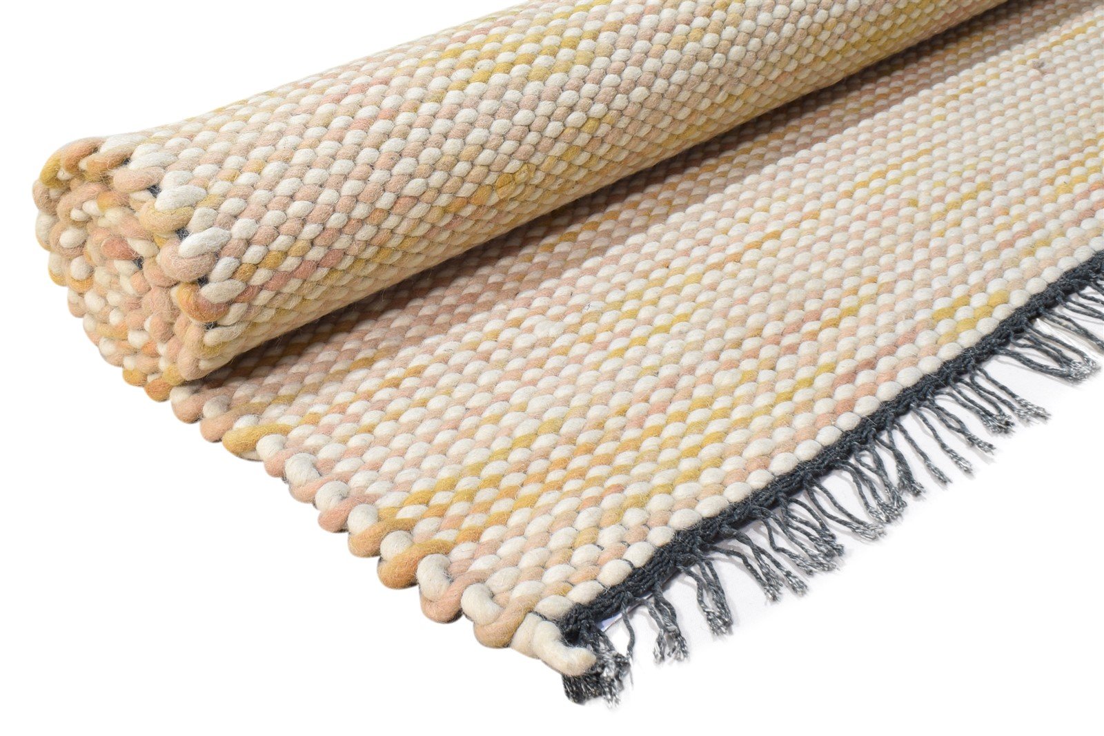 Beige Wool Rug 4' X 6' Modern Hand Woven Scandinavian Solid Room Size Carpet Area Rug