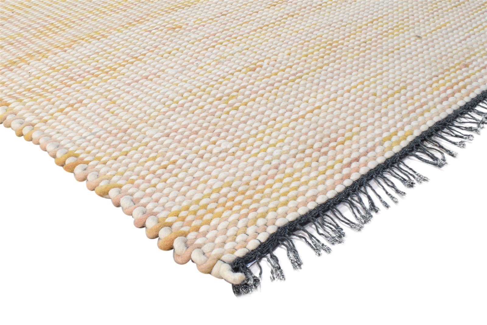 Beige Wool Rug 4' X 6' Modern Hand Woven Scandinavian Solid Room Size Carpet Area Rug
