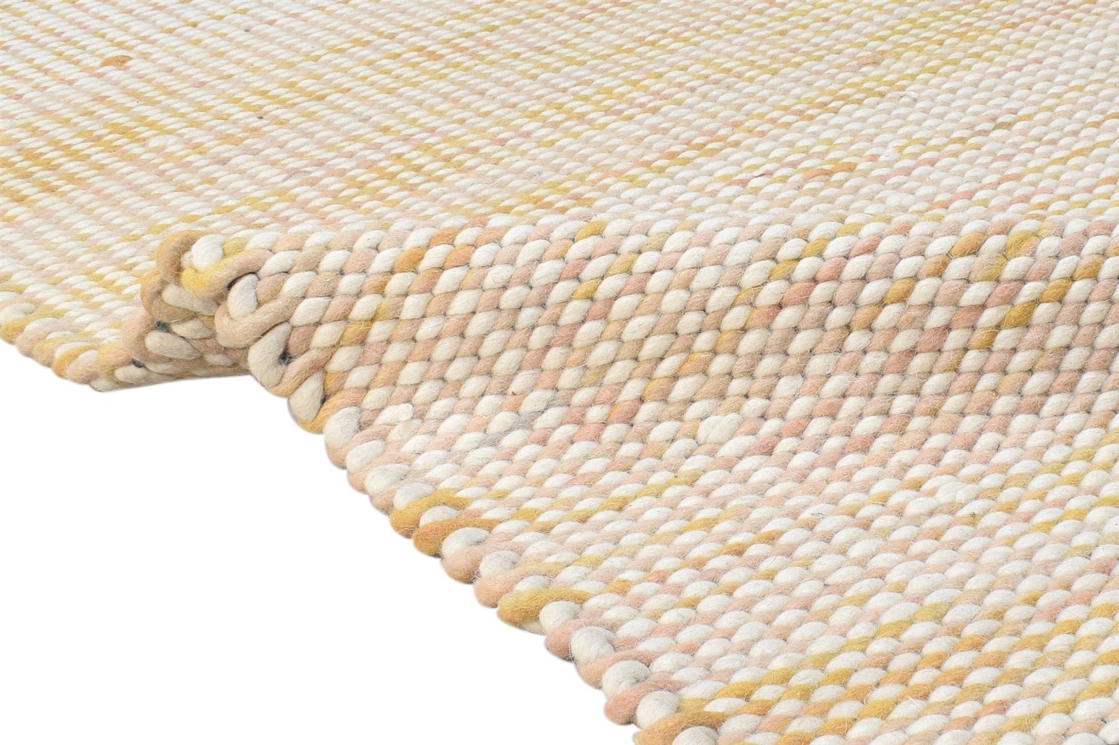 Beige Wool Rug 4' X 6' Modern Hand Woven Scandinavian Solid Room Size Carpet Area Rug