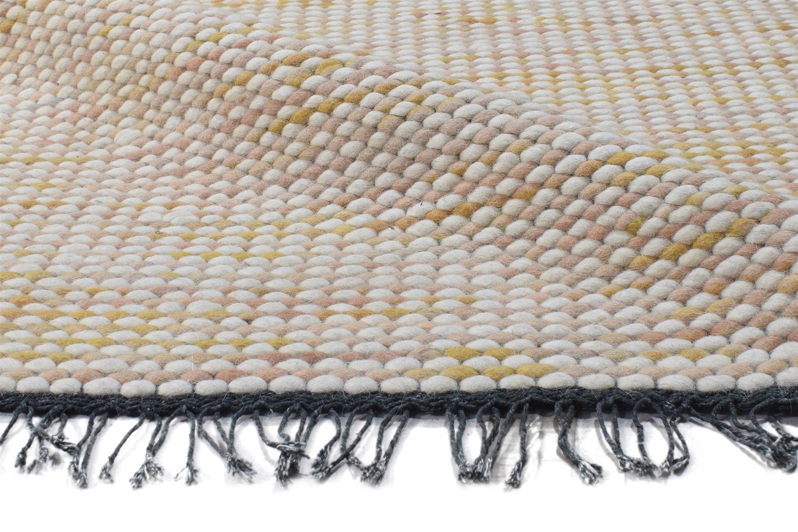 Beige Wool Rug 4' X 6' Modern Hand Woven Scandinavian Solid Room Size Carpet Area Rug