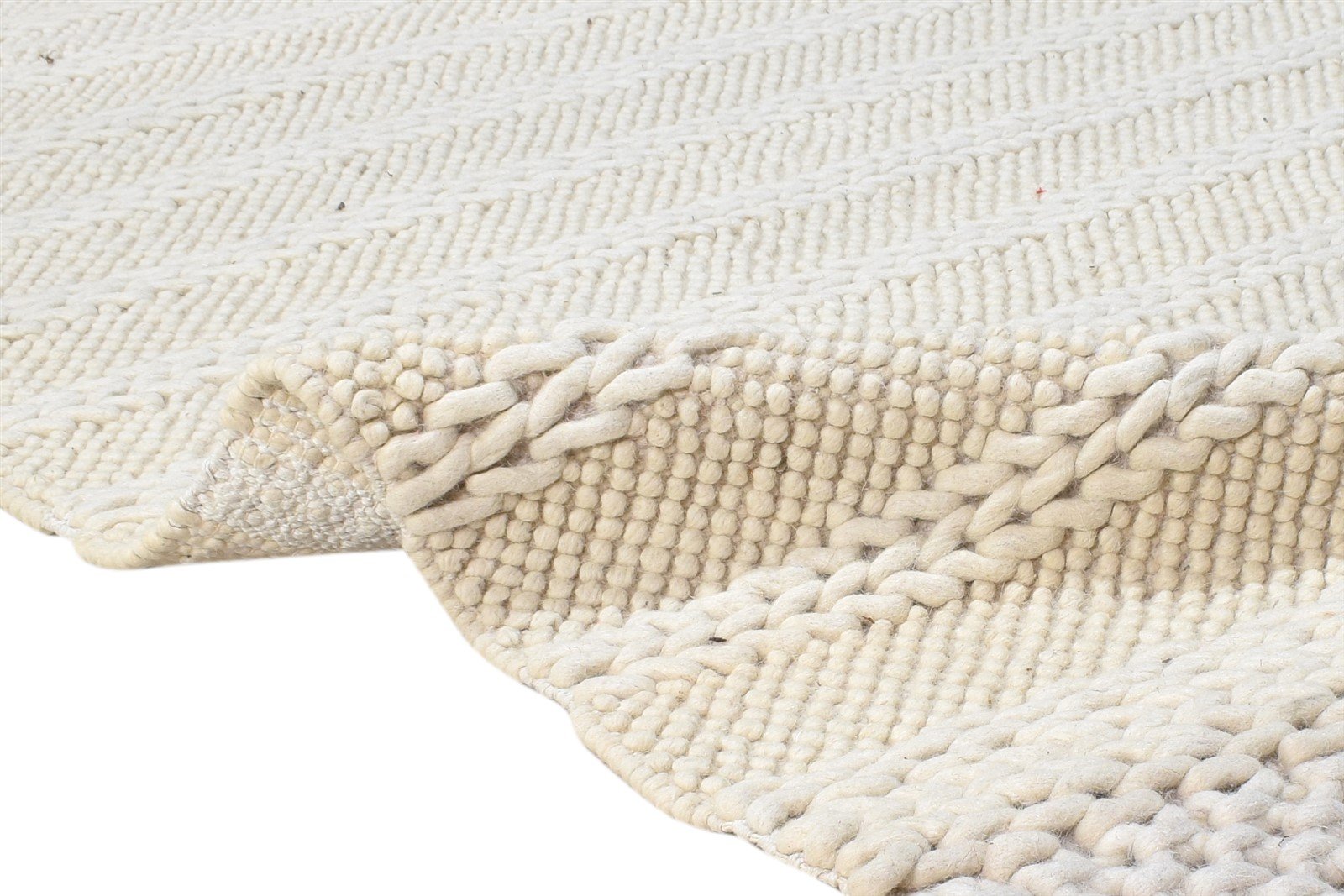 Wool Cream Rug 5' X 8' Modern Hand Woven Scandinavian Nordic Room Size Carpet Area Rug