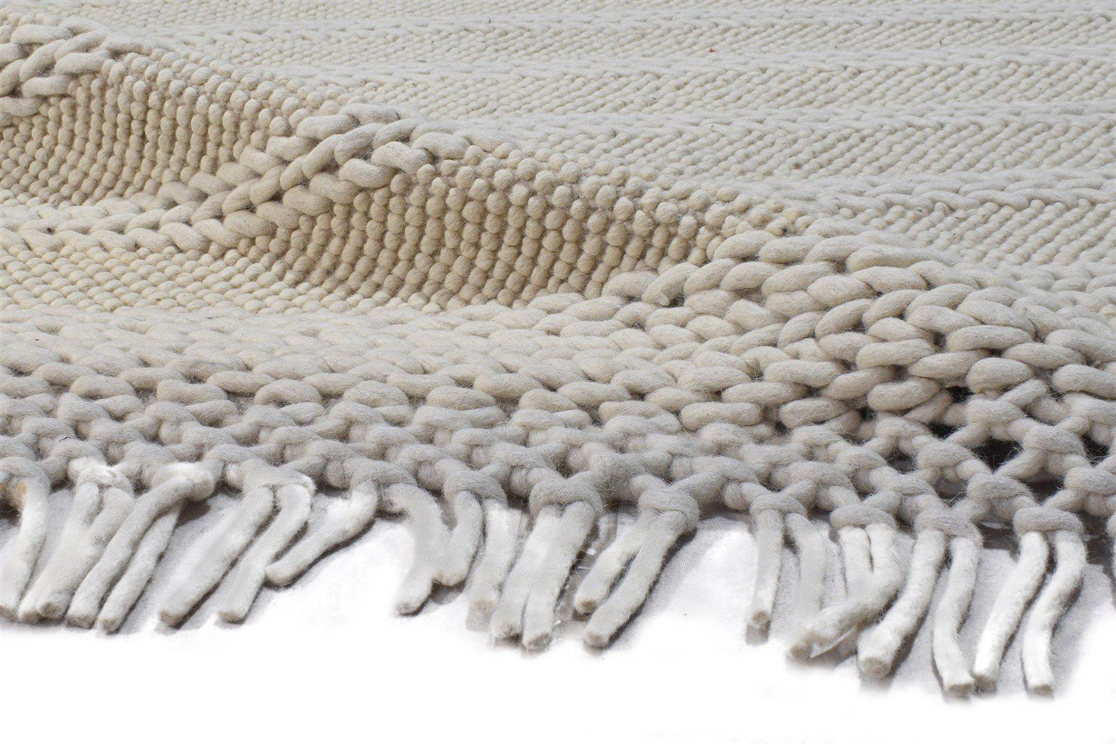 Wool Cream Rug 5' X 8' Modern Hand Woven Scandinavian Nordic Room Size Carpet Area Rug