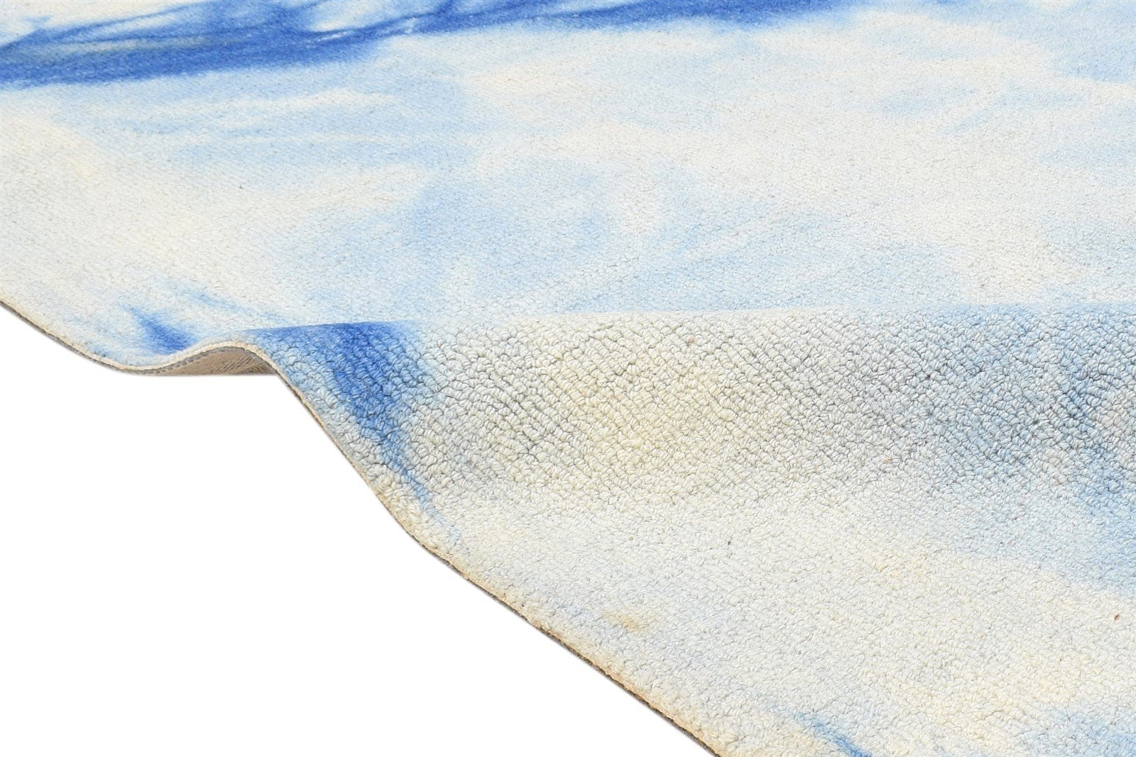 Hand Tufted Blue Wool Rug 5' X 8' Modern Shibori Tie Dye Room Size Carpet 7865074417813