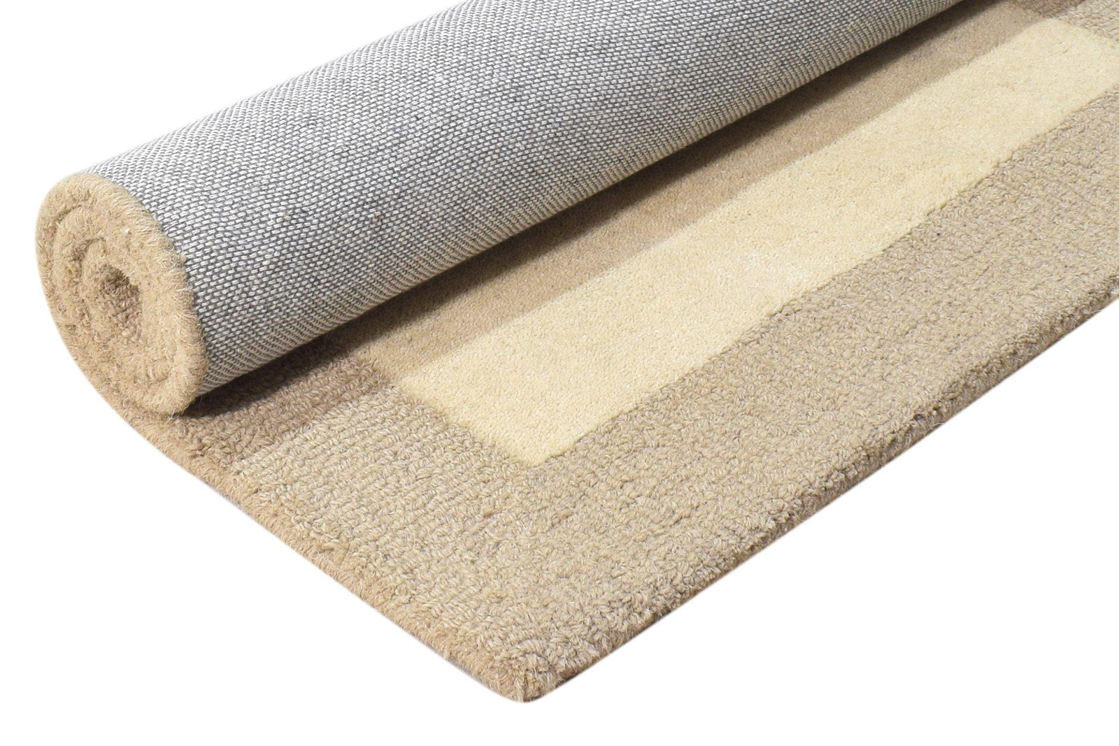 Wool Cream Rug 2' X 3' Modern Hand Tufted Scandinavian Bordered Small Carpet Area Rug