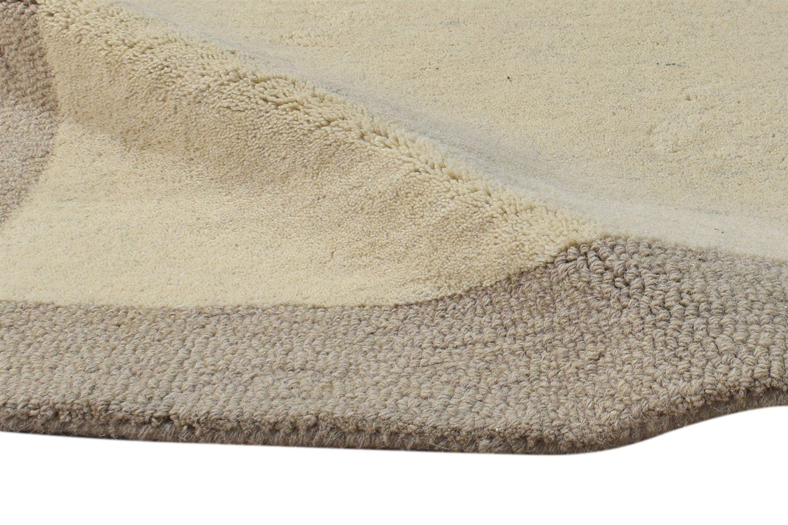 Wool Cream Rug 2' X 3' Modern Hand Tufted Scandinavian Bordered Small Carpet Area Rug