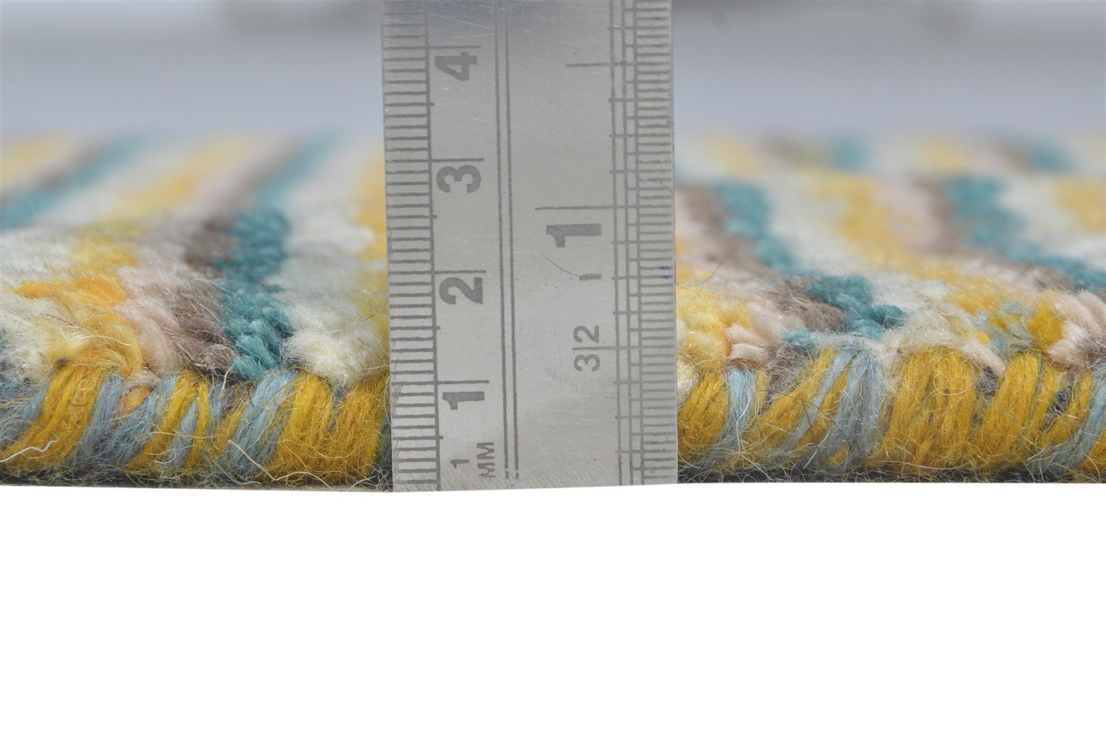 Hand Knotted Beige Wool Rug 1' X 2' Southwestern Gabbeh Striped Small Carpet Area Rug