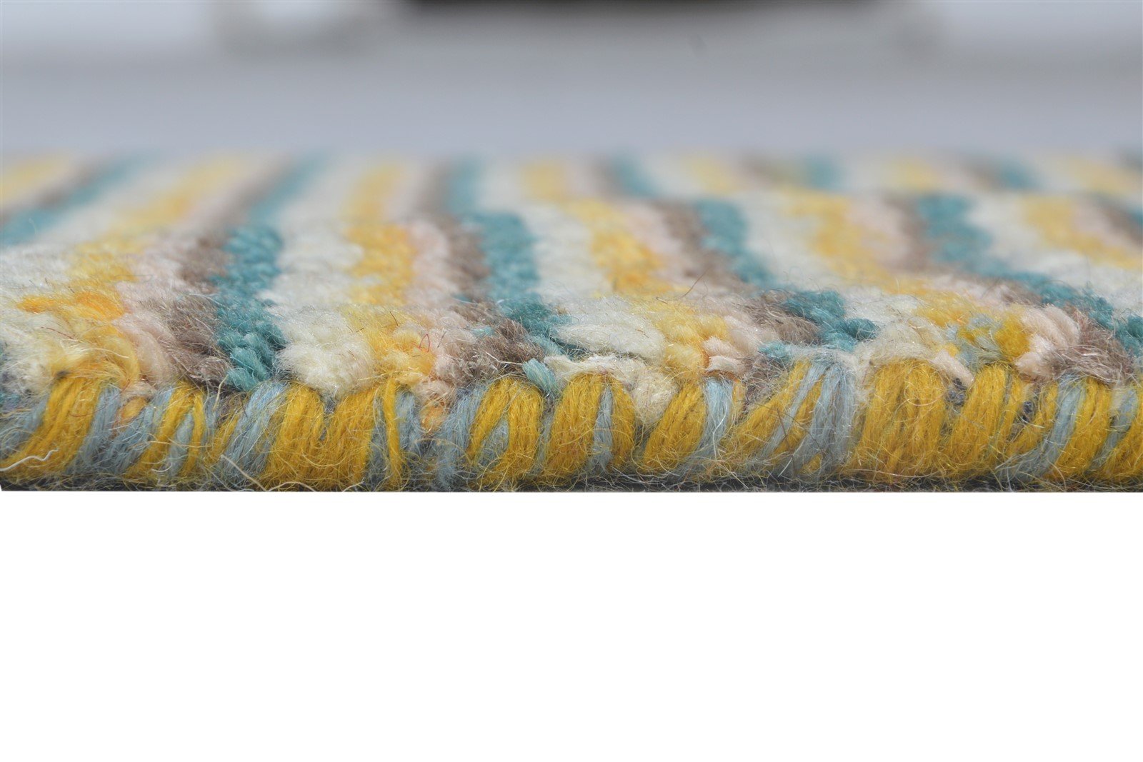 Hand Knotted Beige Wool Rug 1' X 2' Southwestern Gabbeh Striped Small Carpet Area Rug