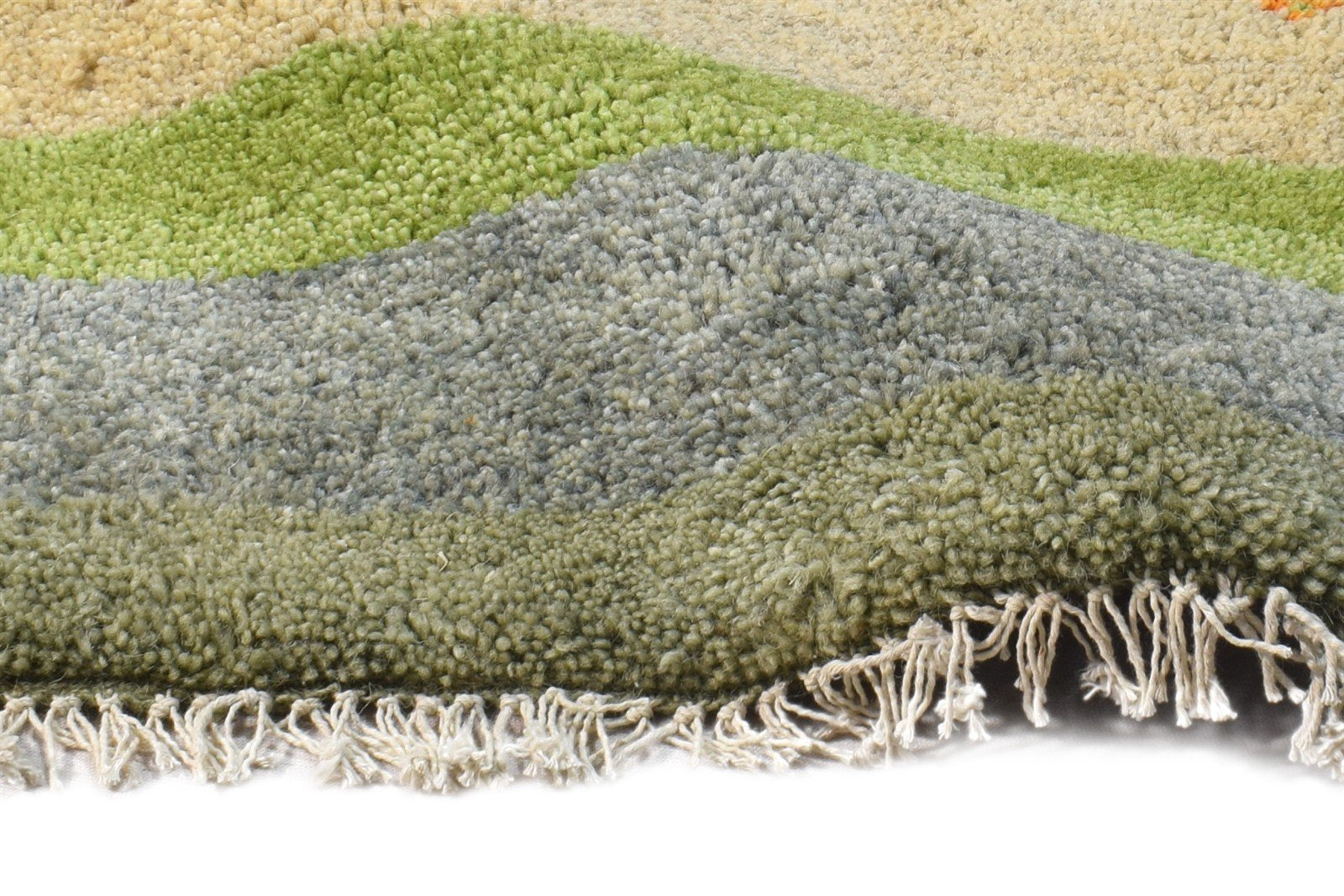 Hand Knotted Green Wool Rug 1' X 2' Southwestern American Tribal Small Carpet Area Rug