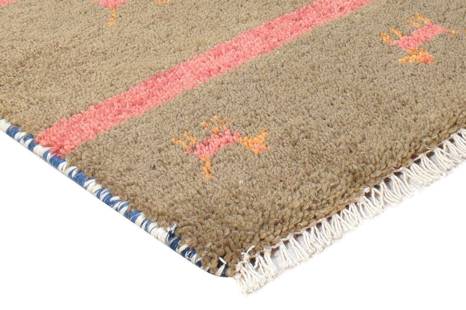 Brown Wool Rug 1' X 2' Southwestern Hand Knotted American Tribal Small Carpet 7865090769045