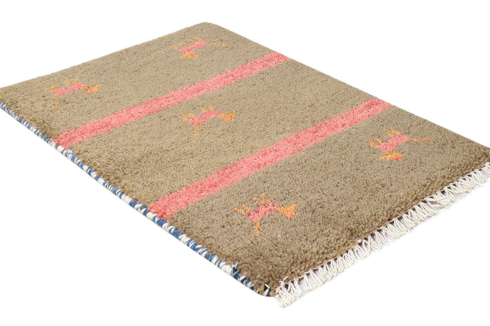 Brown Wool Rug 1' X 2' Southwestern Hand Knotted American Tribal Small Carpet 7865090769045
