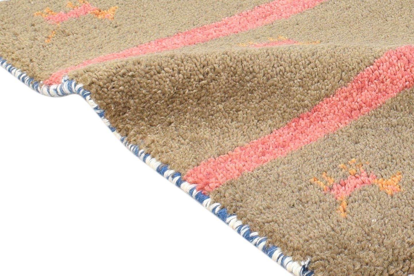 Brown Wool Rug 1' X 2' Southwestern Hand Knotted American Tribal Small Carpet 7865090769045