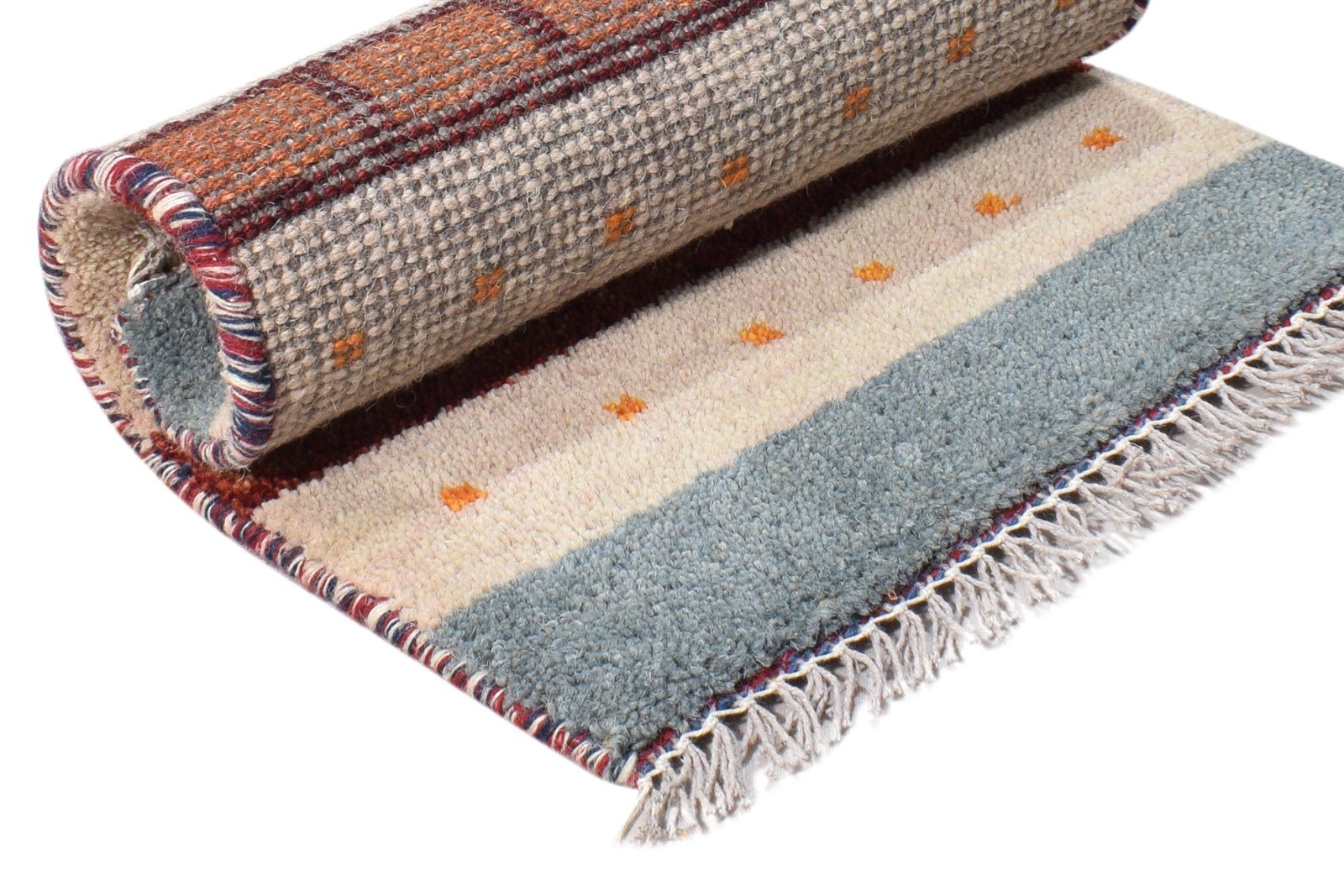 Hand Knotted Beige Wool Rug 1' X 2' Southwestern American Tribal Small Carpet Area Rug